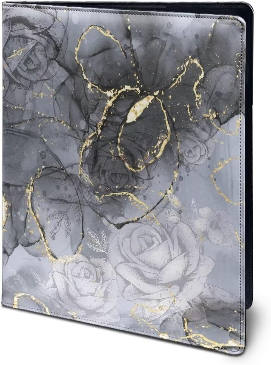 HUIACONG Floral Marble Portfolio Case Padfolio for Business School Office Conference Executive Business Document Organizer with Letter Size Clipboard, Business Card Holder