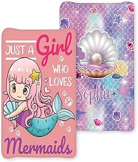 KAINSY Personalized 2 Piece Comfortable Toddler Changing Pad Cover - Custom Wipeable Changing Pad Covers Suit for (0-24Months) Baby Boys and Girls, Custom Gift for Baby Boys and Baby Girls(16