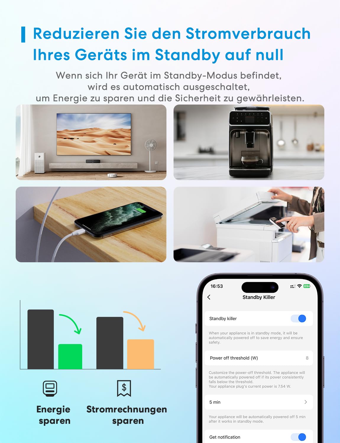 meross Matter WLAN Steckdose mit Stromverbrauch, Smart Steckdose mit Stromzähler für Balkonkraftwerk, funktioniert mit Apple Home, Home Assistant, Alexa und Google Home, Sprachsteuerung, Fernzugriff