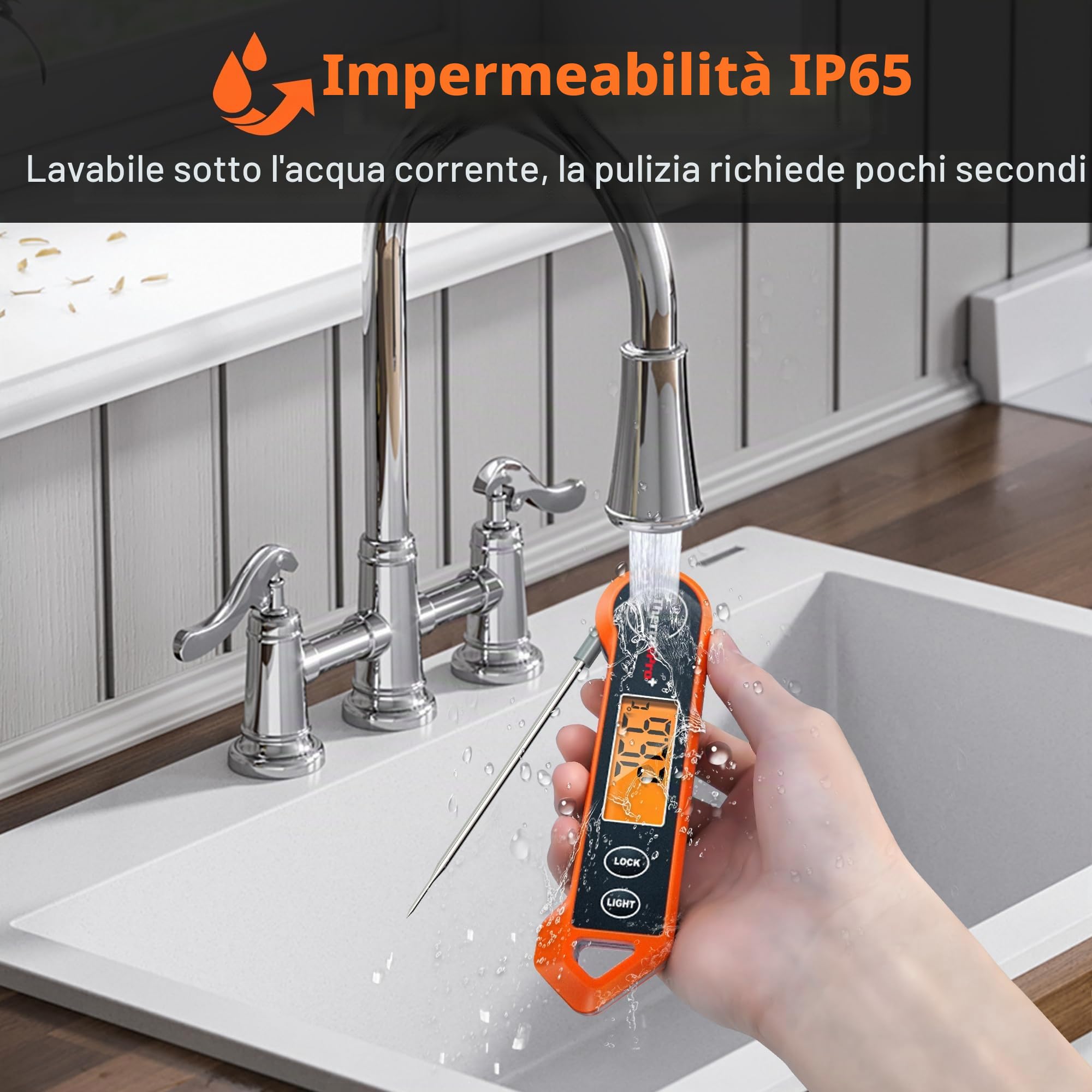 ThermoPro TP19H Termometro digitale per carne per cucinare con retroilluminazione ambidestra, impermeabile per alimenti da cucina BBQ Grill Affumicatore Olio per friggere Caramelle Lettura istantanea