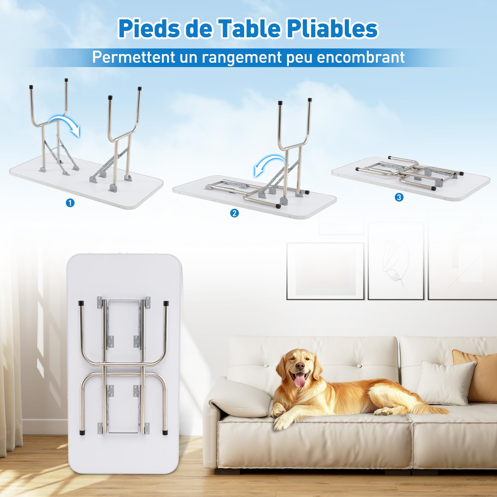 COSTWAY Table de Toilettage pour Chien Pliable, Bras Réglables en Hauteur, 2 Sangles, Pinces Amovible, Plateau Fond en Maille, Table Toilettage Chien Chat, Charge 150 kg, 125 x 61 x 162,5 cm