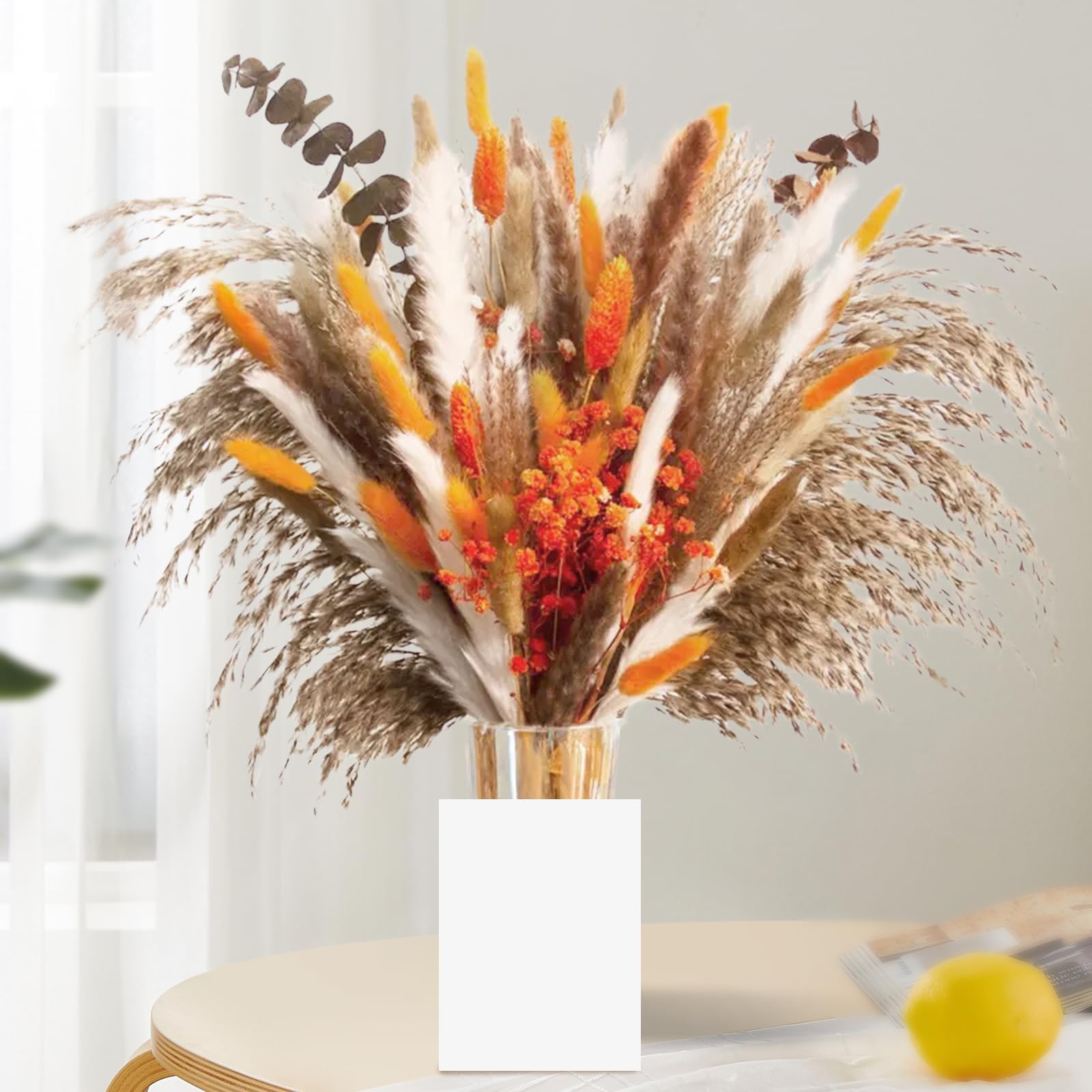 61 Pezzi Pampas Decorativi Naturale, Bouquet Fiori Secchi, Erba Essiccati Eucalipto Pianta per Rustico Boho Tavola Casa Matrimoni Decorazioni Autunnali