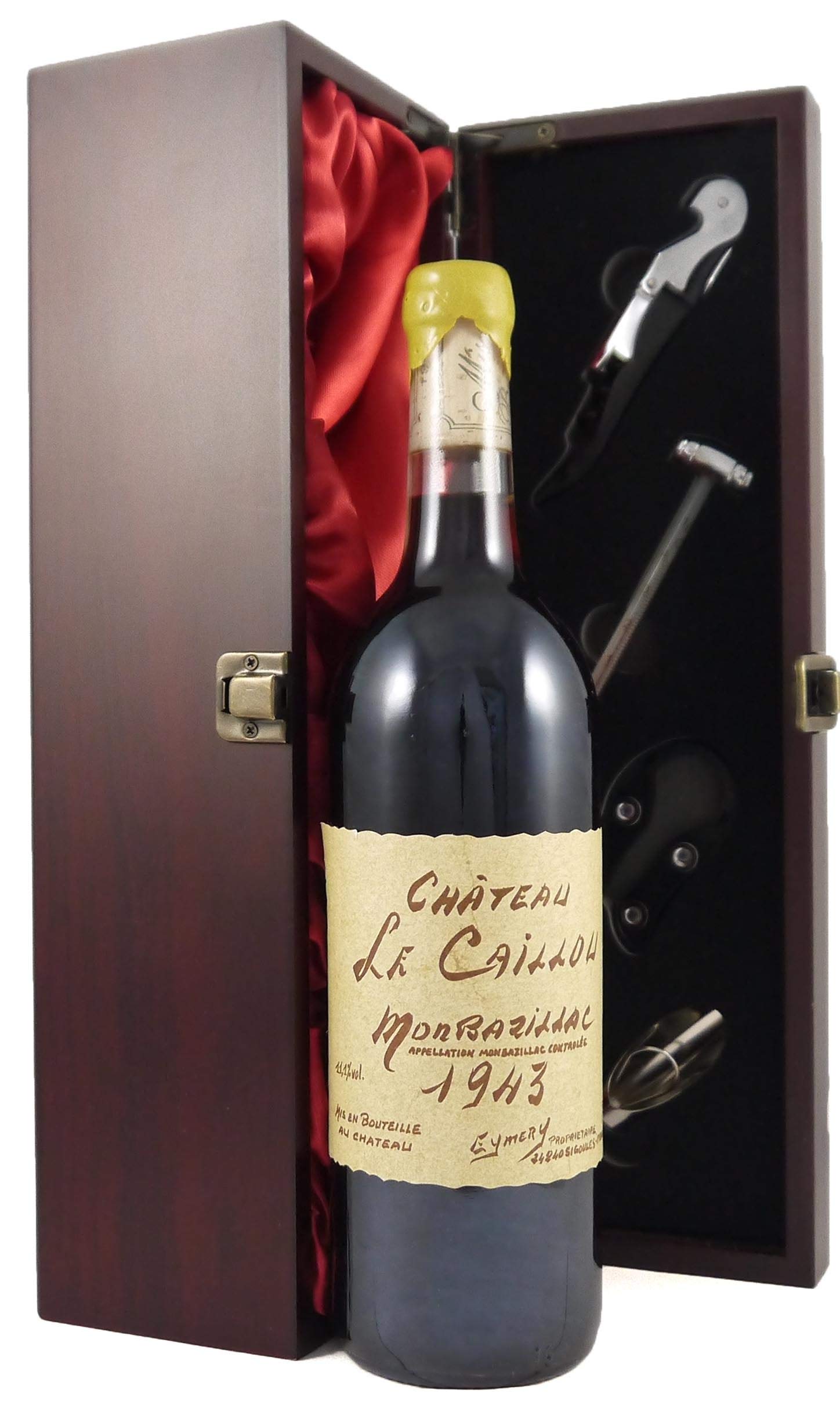 Chateau Le Caillou 1943 Bordeaux vintage wine in a silk lined