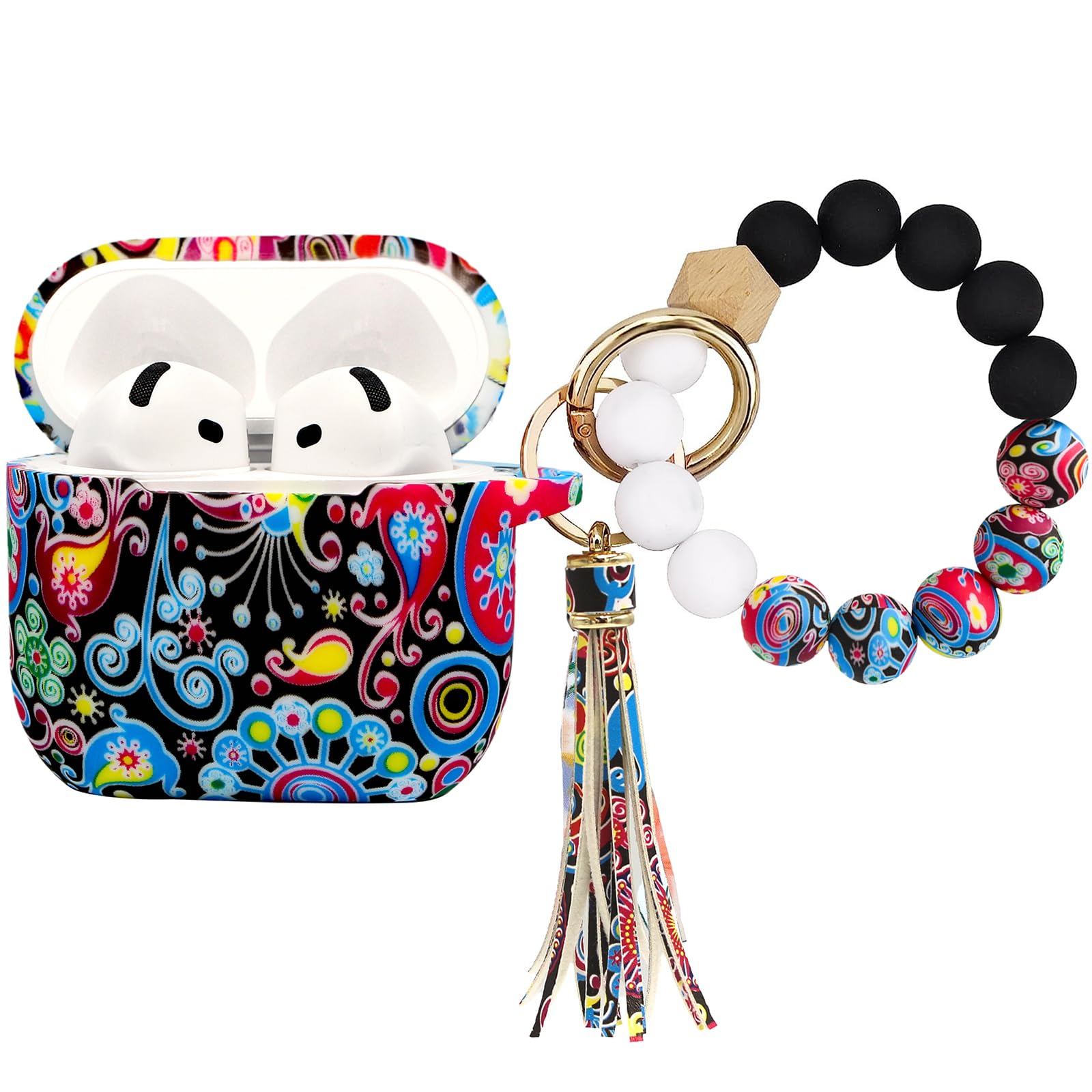 PowerDriver Case Compatible with AirPods 4 Case,Soft Silicone Cover with Bracelet Lanyard and Keychain, Cute Wireless Charging Protective Case for