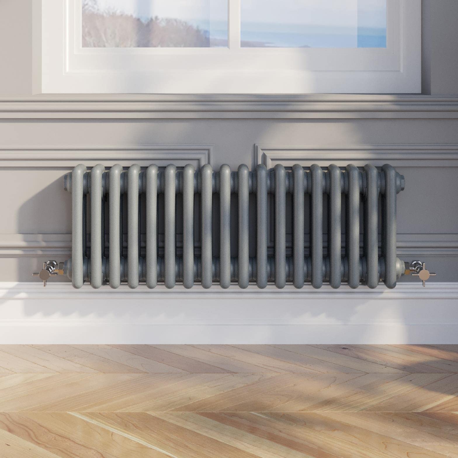DuraTherm Traditional 3 Column Horizontal Central Heating Radiator Colosseum Cast Iron Style Rads Anthracite 300x830mm