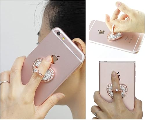 Miniatura 3 de Soporte de anillo para teléfono celular, rotación de 360, agarre de anillo de dedo de metal con diamante para iPhone, iPod, iPad, Samsung Galaxy y