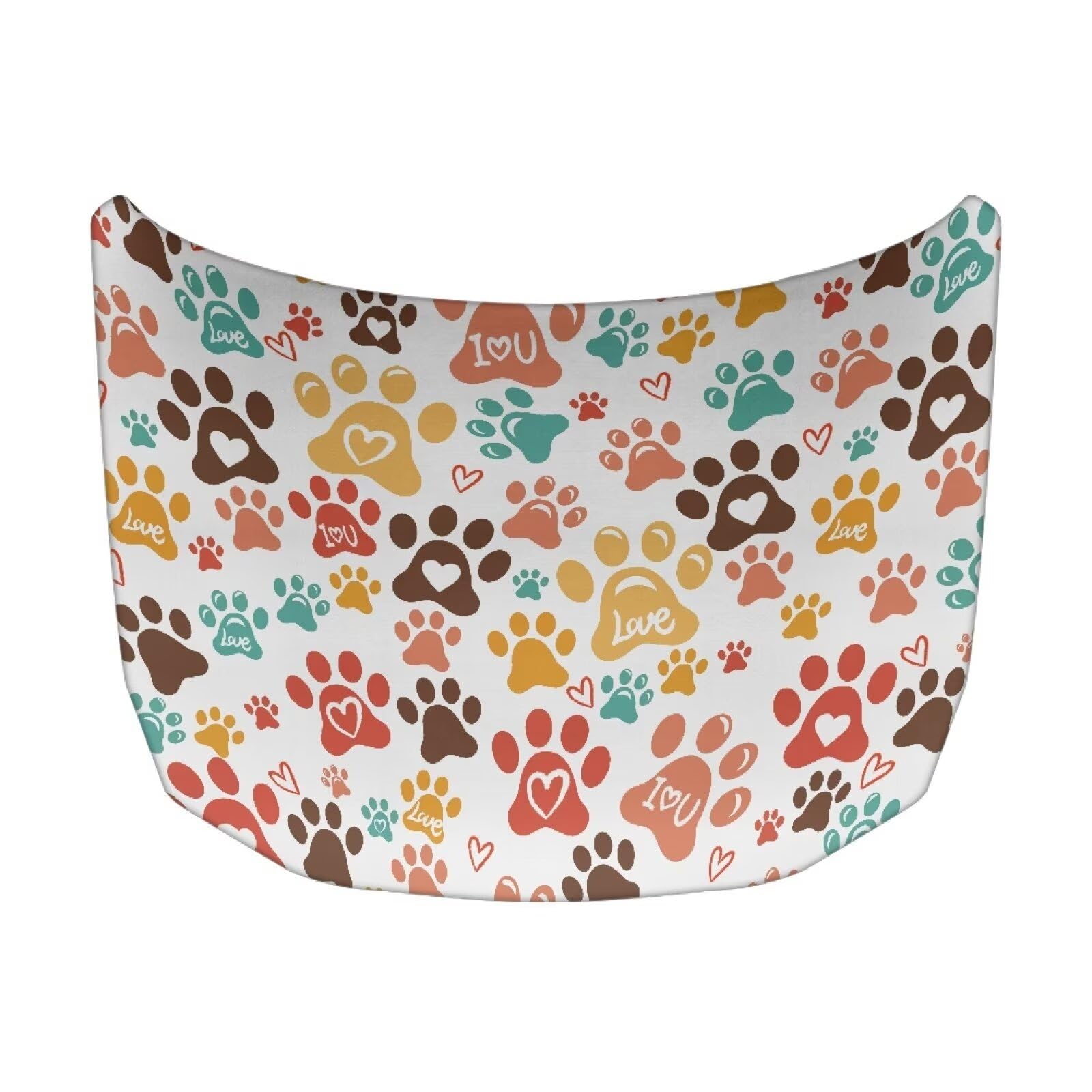 Colored Paw Prints Car Hood Cover Elastic Polyester Protector for Car Hood Stretchable Automotive Accessories for Most Automotive Vehicles Trucks Pickup SUVs