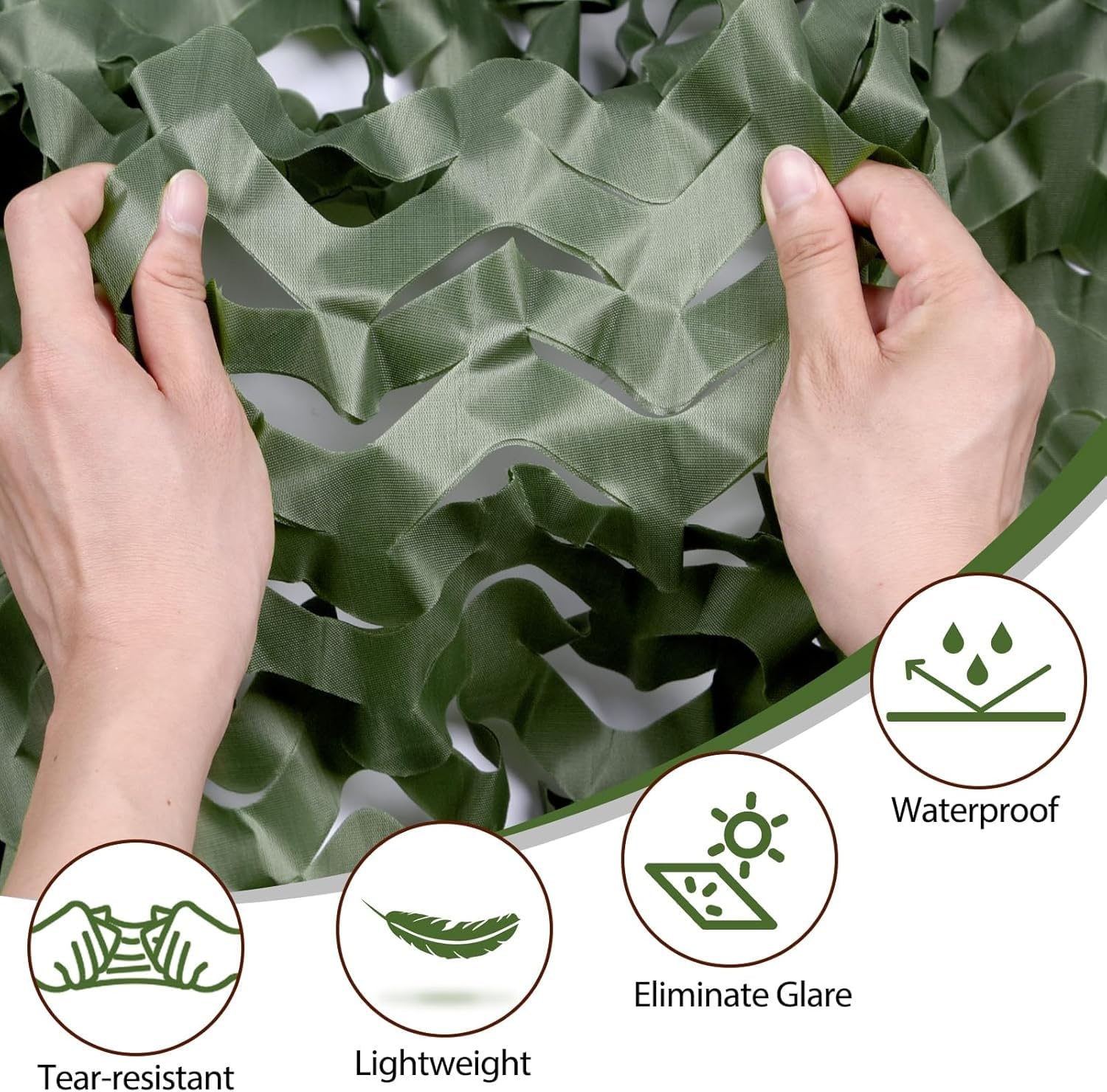 Red de camuflaje verde, 7 x 7 m, red de protección solar de caza reforzada, red de camuflaje decorativa militar, red de camuflaje para fotografía animal, protección de jardín