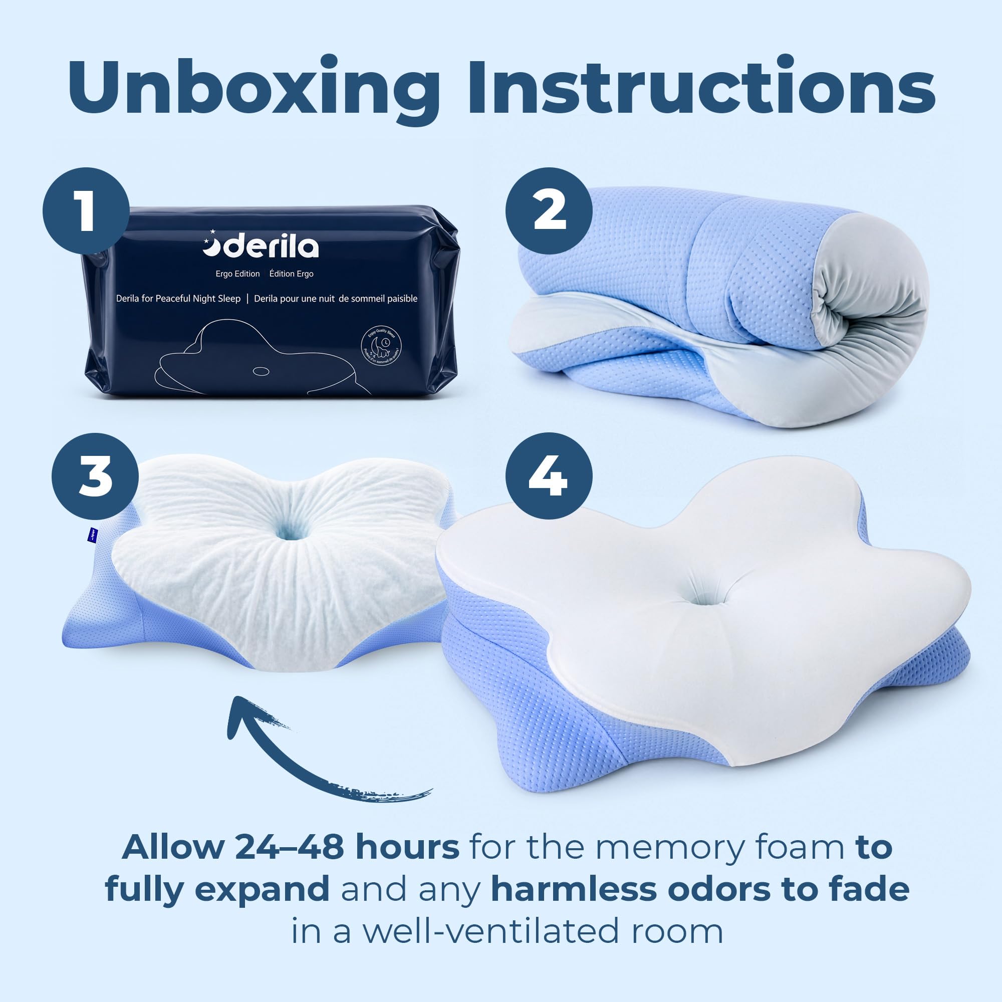 Amazon｜Derila Ergo 頚椎ネックピロー 睡眠用枕 輪郭形状記憶フォーム