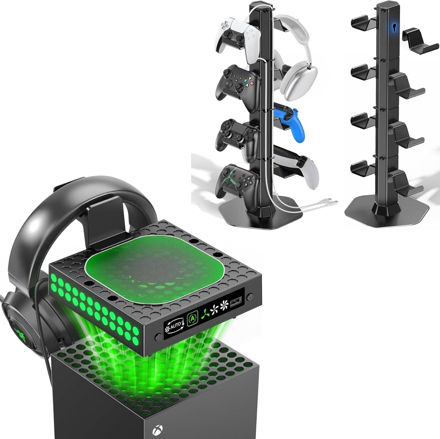 XBX Series X Cooling Fan & Controller & Headset Holder Stand for Desk