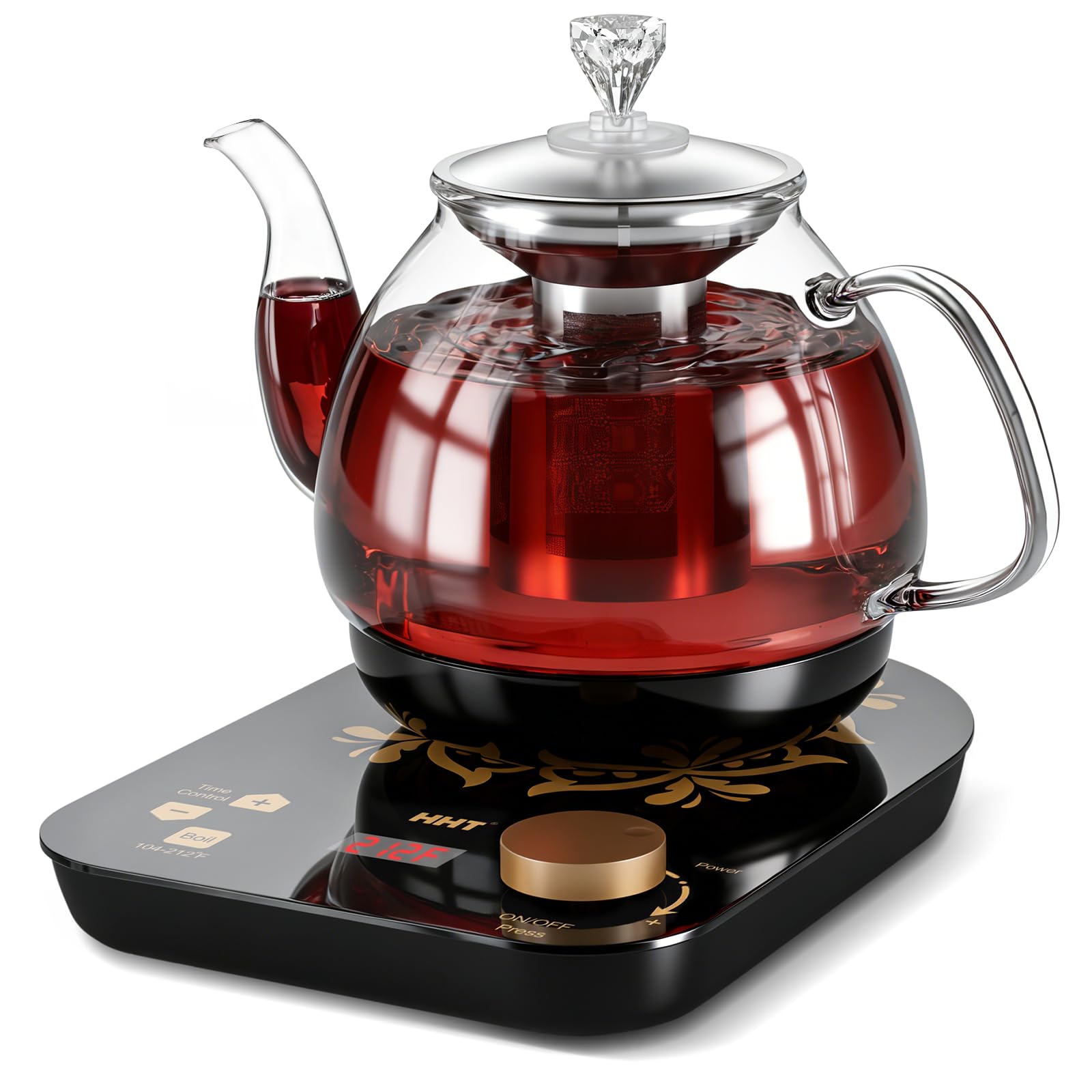 Photo 1 of HHT Electric Tea Maker with Infuser, ±1? Precise Temperature Control, Glass Electric Kettle for Herbal,Flowers,Fruit Tea and Loose Leaf,BPA-Free,Auto Shut-Off,Brewing Program,Keep Warm,0.8L/27oz Black