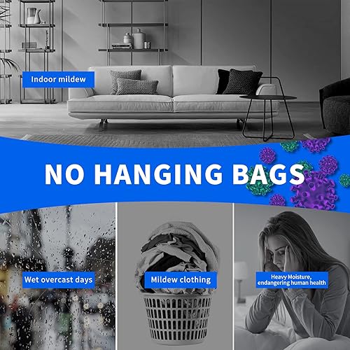 Vista 5 de ZSZMFH Paquete de 15 bolsas colgantes absorbentes de humedad, paquetes de humedad sin fragancia, bolsas deshumidificadoras colgantes para armario