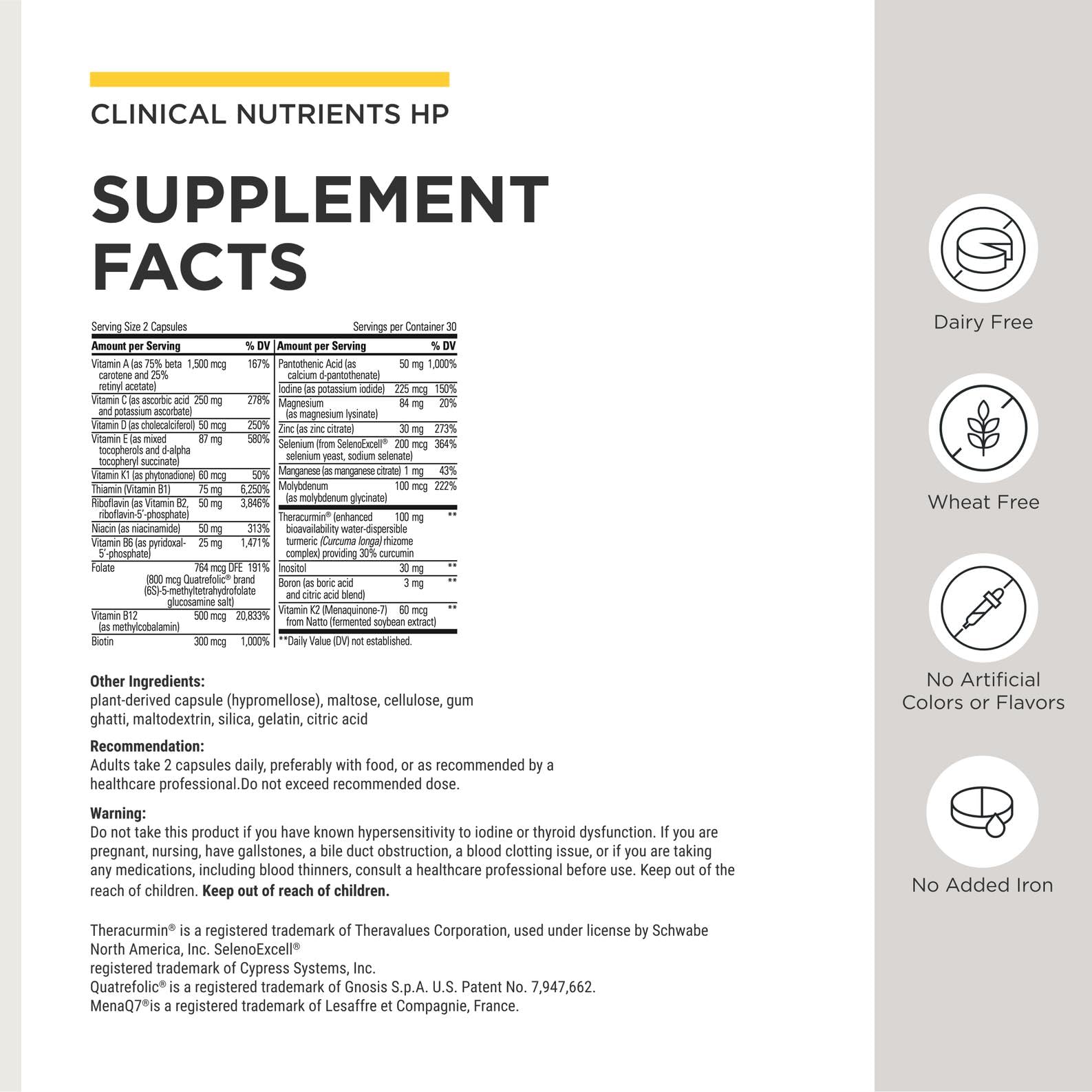 Integrative Therapeutics Clinical Nutrients HP Multivitamin, 60 Count — Amazon image 3