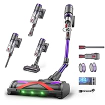 Circlio Aspirapolvere Senza Fili, 600W, 58000Pa, Scopa Elettrica Senza Fili 75 Min, Aspirapolvere Senza Filo con LED Touchscreen, Autoportante Anti-Avvolgimento per Tappeti, Pavimenti, Peli Animali