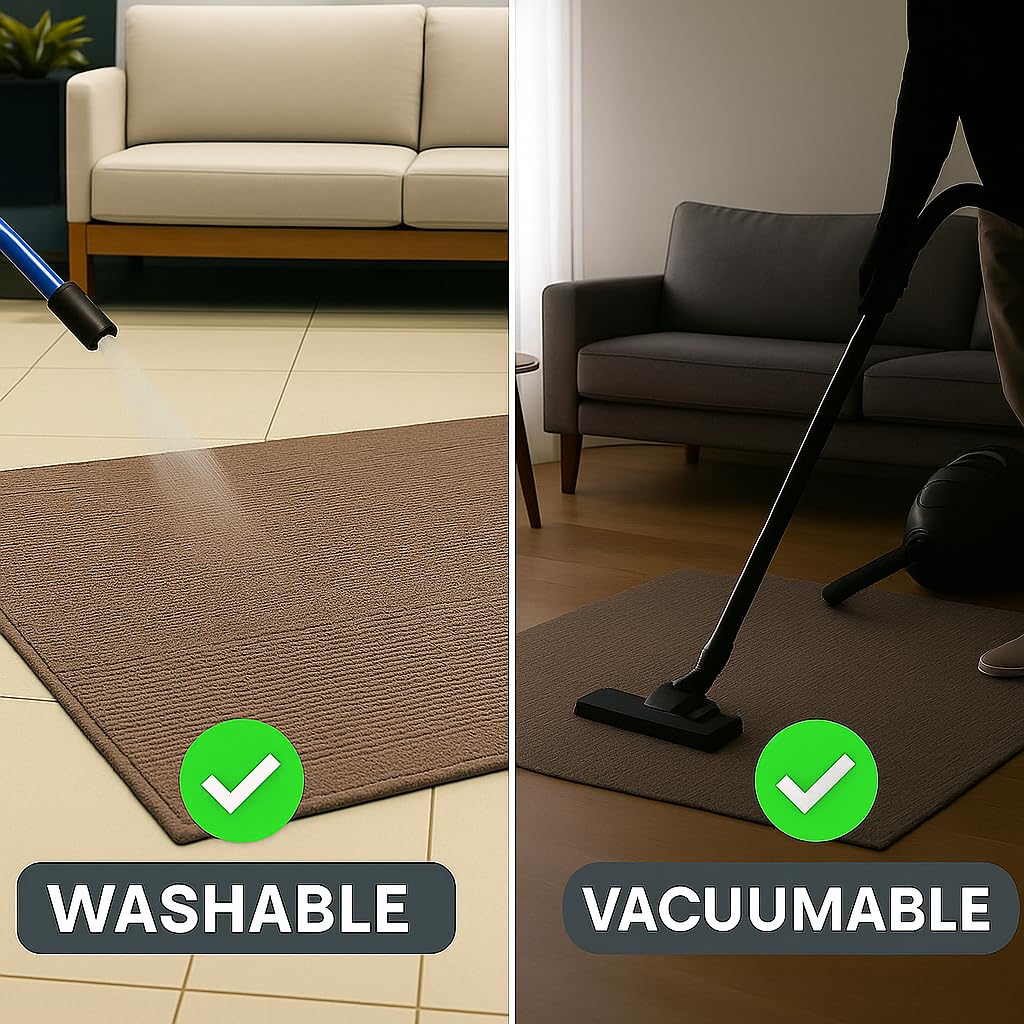 HAMID Alfombra Nansa Interior/Exterior Pet Reciclado – Lavable y Resistente al Agua – Ecológica y Sostenible – Ideal para Terraza, Jardín o Salón (110x60cm, Marrón)