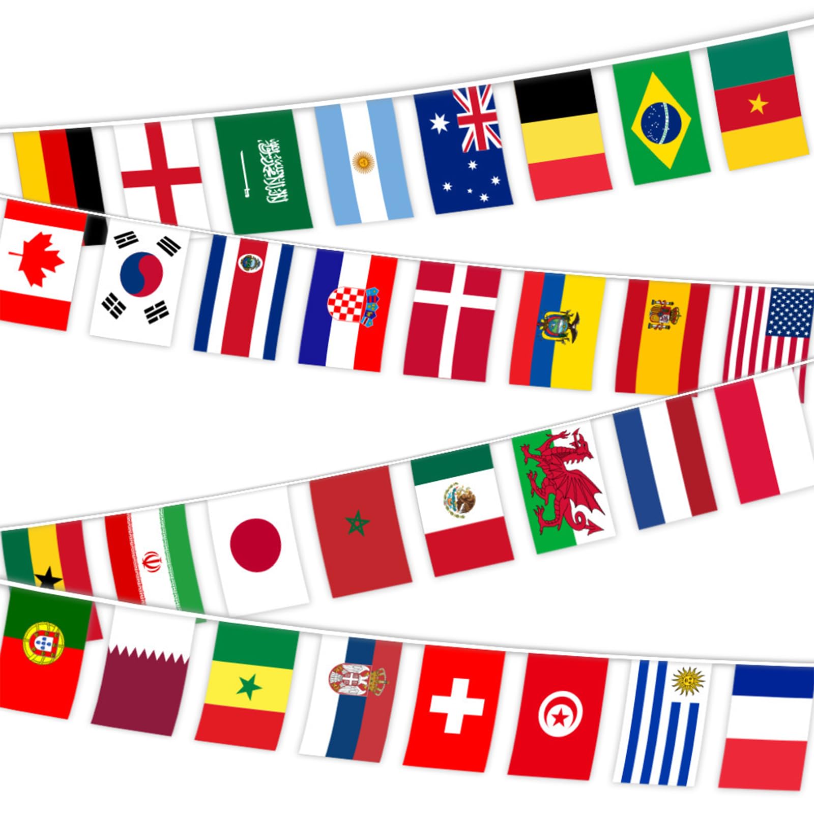 Flags of The World Cup,14 * 21 cm International String Bunting Banner,100 Countries,Durable and Easy to Hang Flags of the World Cup,for Garden,Pub,Indoor & Outdoor Parties