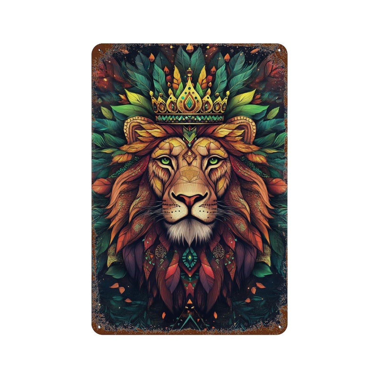 Royal Lion Art Print Rustic Tin Plaque 11.8"x7.9", for Pub, Kitchen And Man Cave Decor, Vintage Wall Decor
