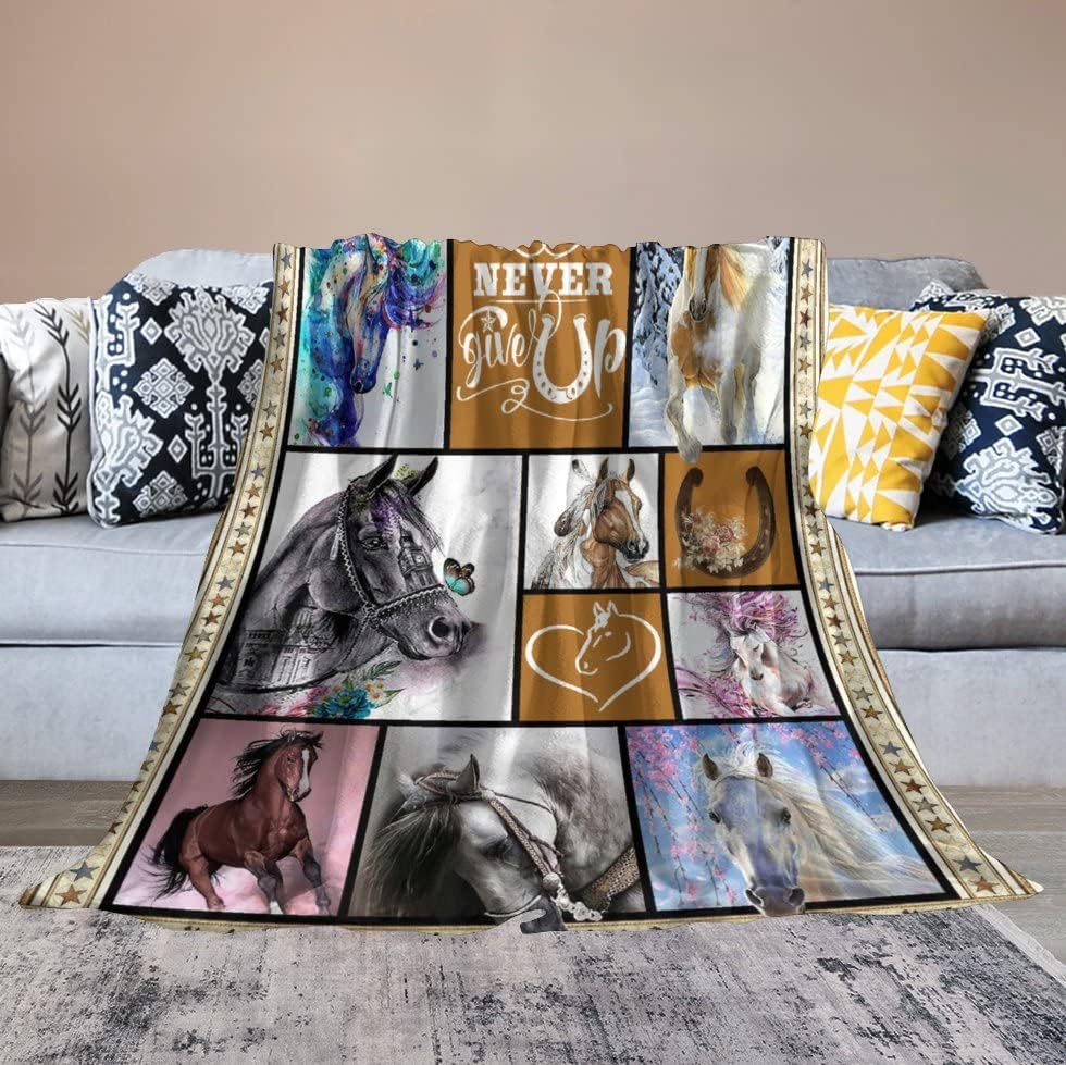 Horse Blanket Horse Decor Animal Throw Blanket Horse Gifts for Women Men Super Warm Soft Plush Lightweight Fleece Flannel Blanket Winter Couch Sofa Bedding Blanket for Boys Girls Kids Adults 40"x50" - Image 4