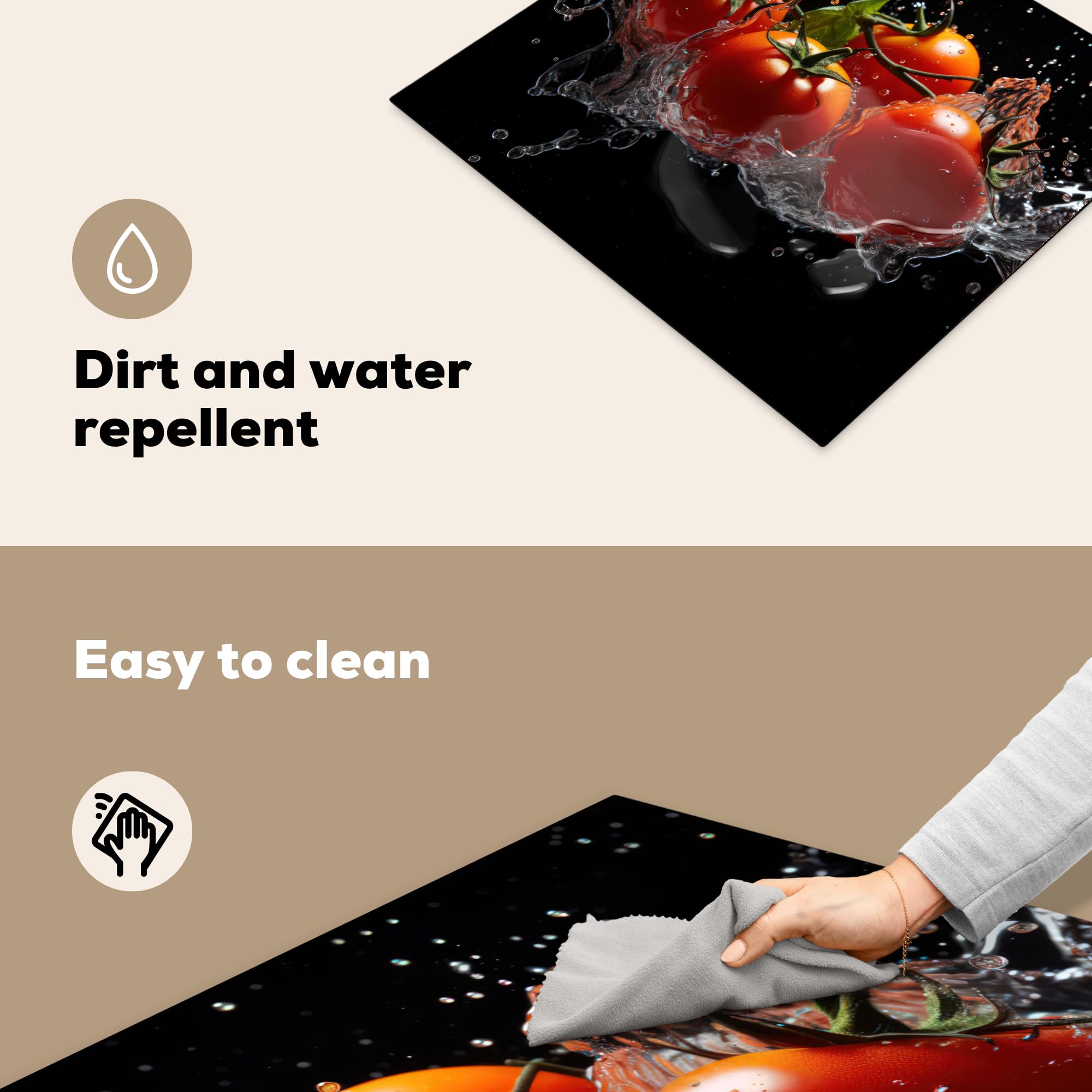 KitchyMist Inductie Beschermer 60x52 Cm - Stenen Muur In Het Zwart 60x52 Cm Afdekplaat Voor Kookplaat Inductie Mat Keuken Spatscherm