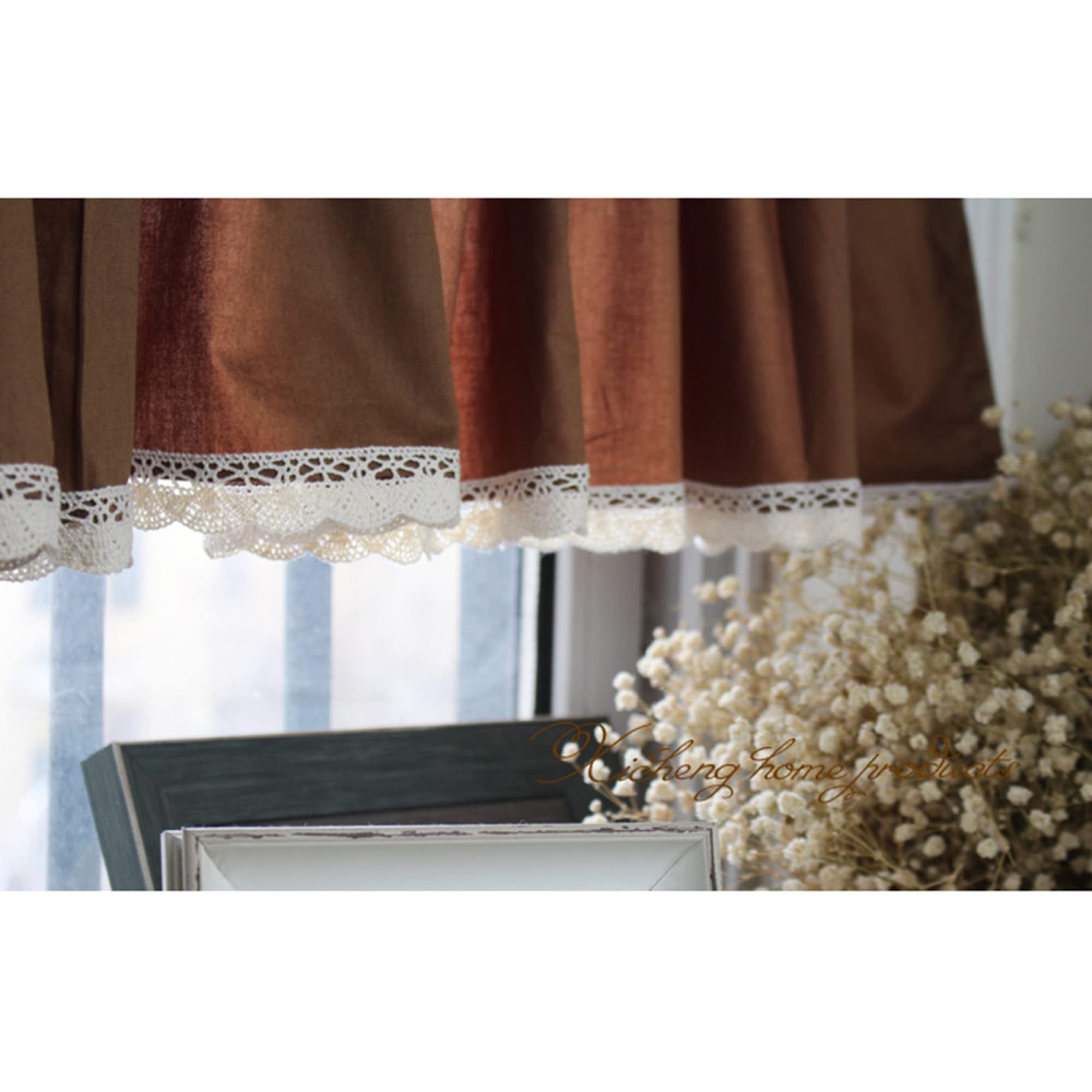 Scheibengardine Cafe Vorhänge Landhausstil Vorhang Reine Baumwolle Halbtransparente Kurzgardine Bistrogardine / 1 PCS / W150xH60cm