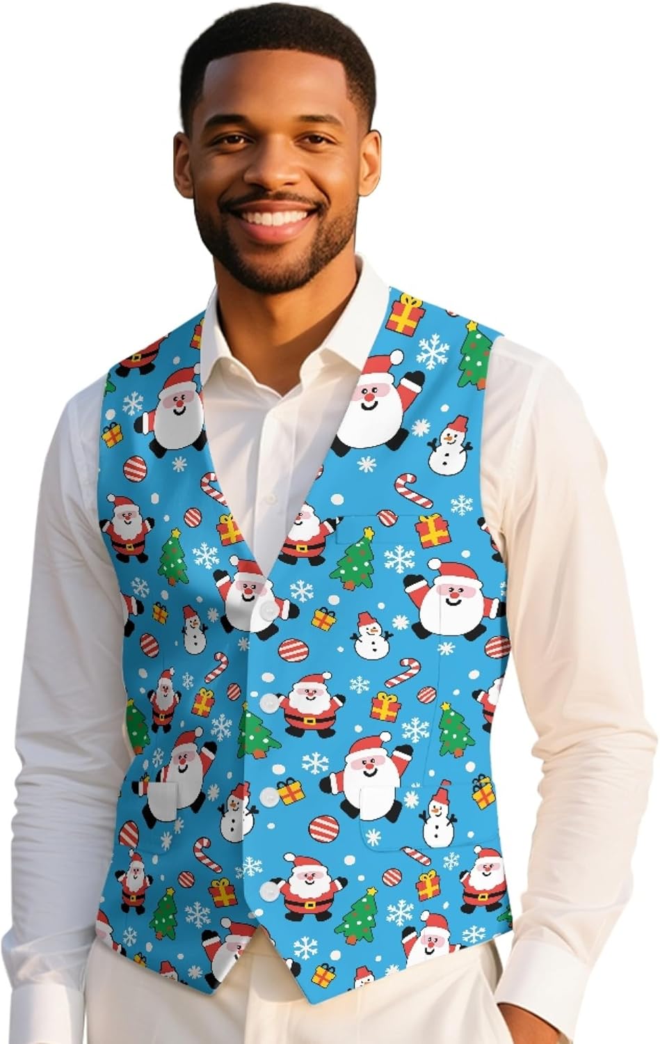 NDISTIN Men's Suit Vest Soft Business Formal Dress Waistcoat V-Neck Slim Fit 4 Buttons Vest Jacket with Back Strap