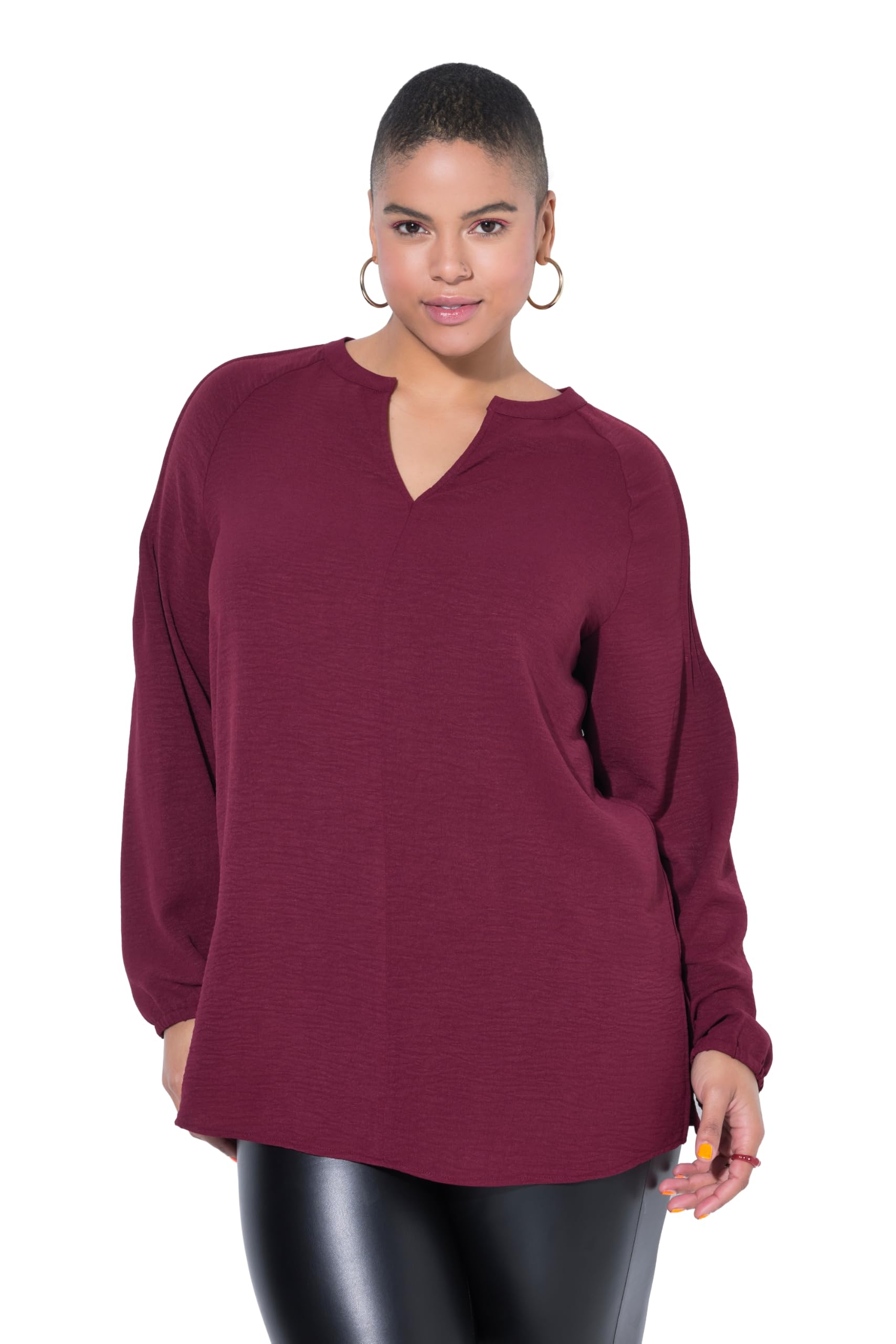 Studio Untold Damen große Größen Übergrößen Plus Size Tunika, A-Linie, Krepp, 3/4-Puffärmel 839665
