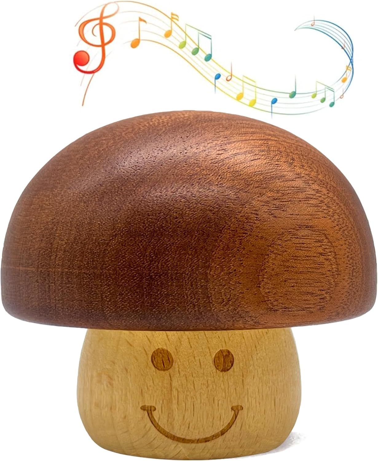 Castle in The Sky Wooden Music Box, Wind up Smiley Mushroom Decor, Mechanism Vintage Engraved Musical Box, Gift for Anniversary, Birthday, Christmas, Thanksgiving