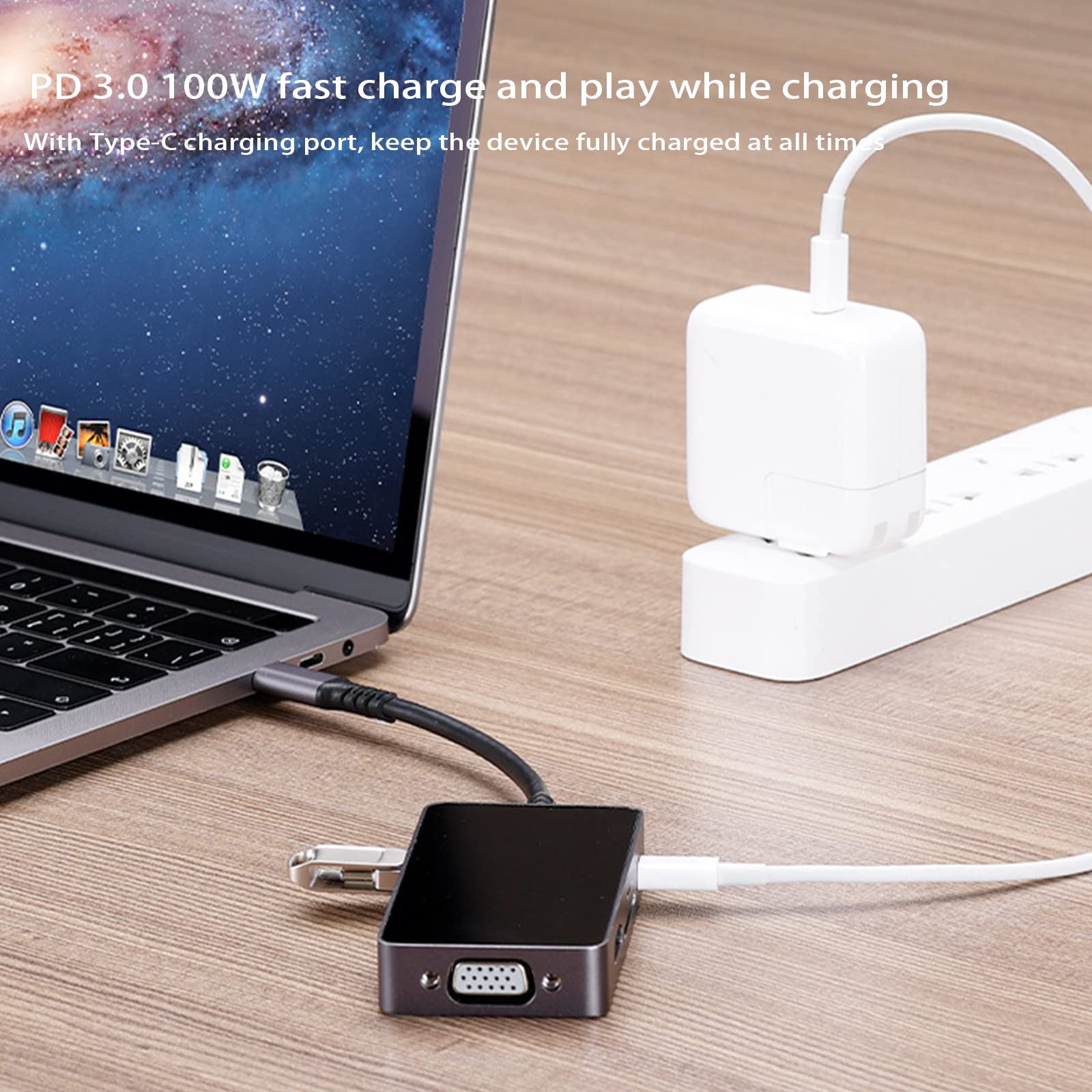 USB C Hub Alluminio Tipo-C Dock Station con 3 porte USB 3.0 Card Splitter PD Hub per laptop Computer Splitter per Laptop