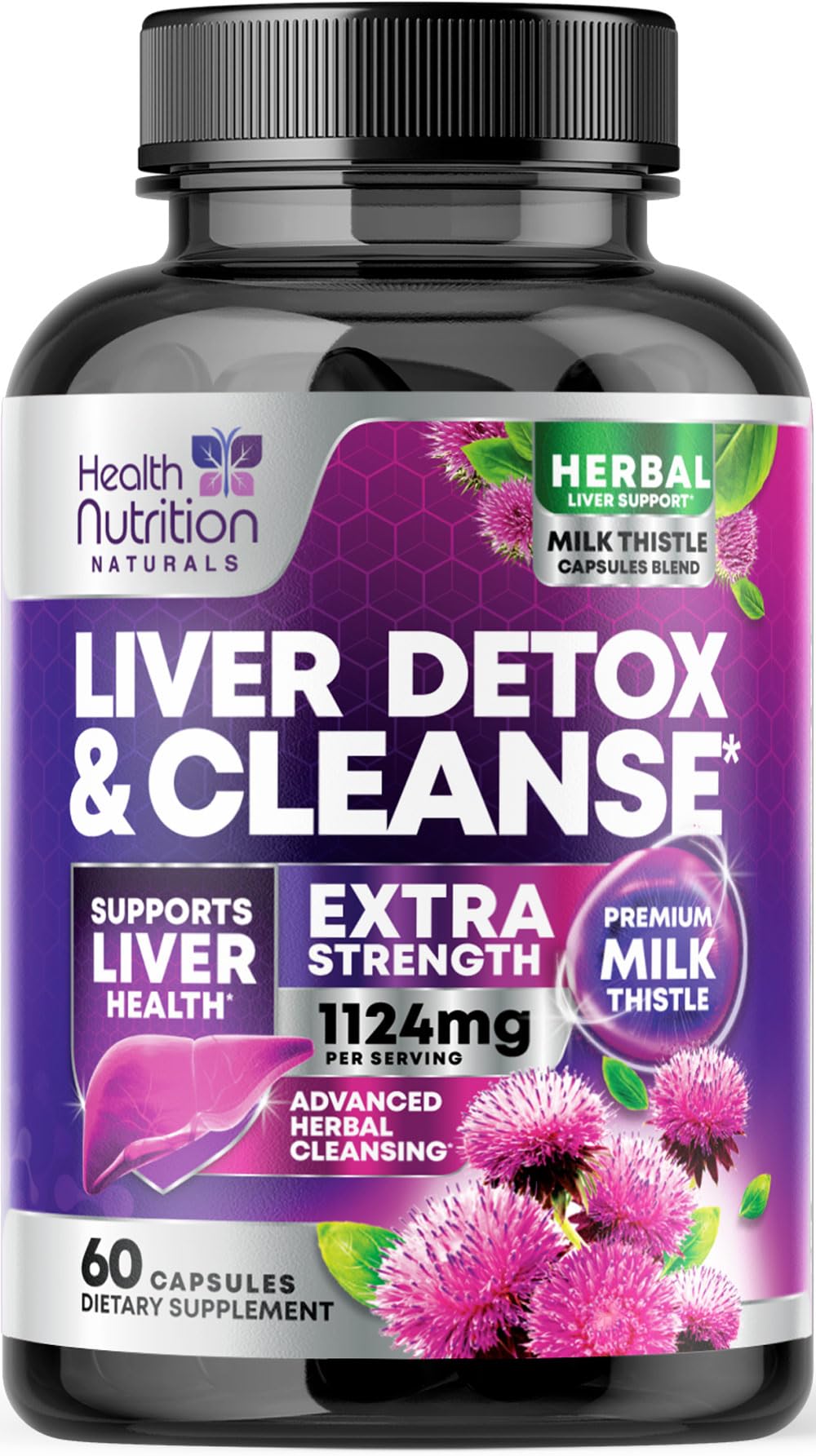 Gentle Liver Cleanse Detox & Repair Formula - Herbal Liver Supplement - Milk Thistle with Silymarin, Artichoke Extract, Dandelion, Beet Root, Chicory & Turmeric to Support Liver Health - 60 Capsules
