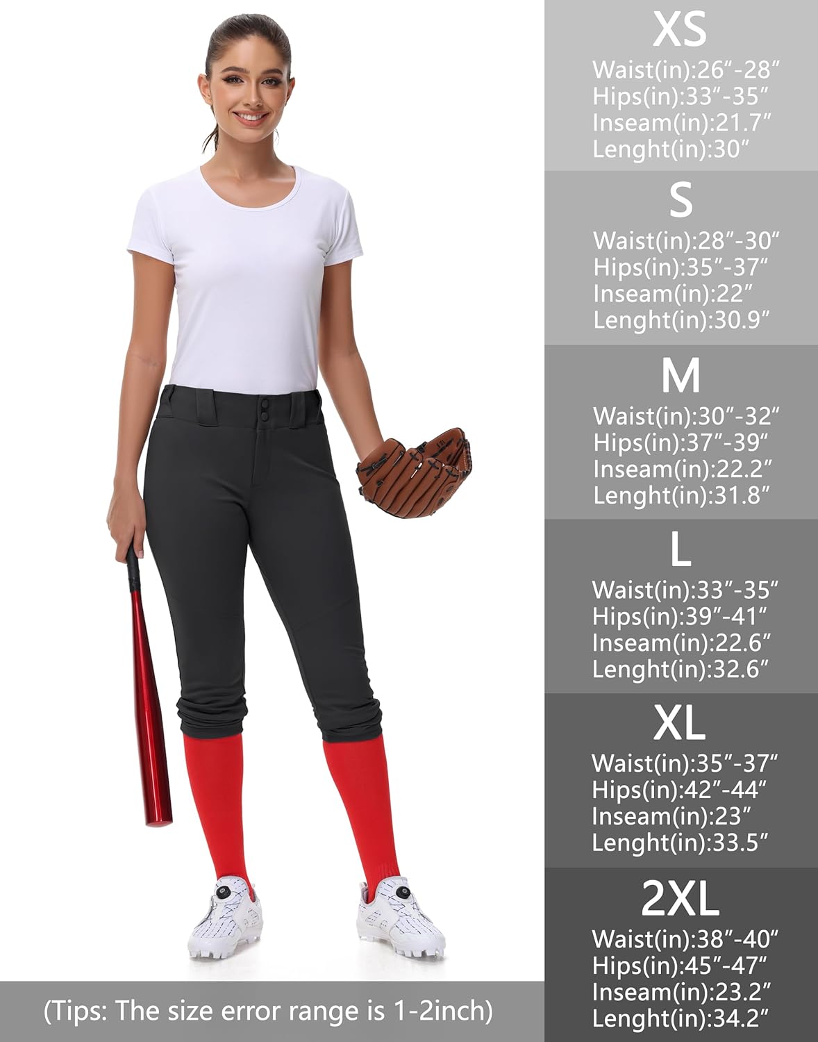 Women's Utility Softball Pants - Woman Adult Tweeners Low Rise 3/4 Leg Track Pants Dual-Layer Knee Youth Girls - Image 8