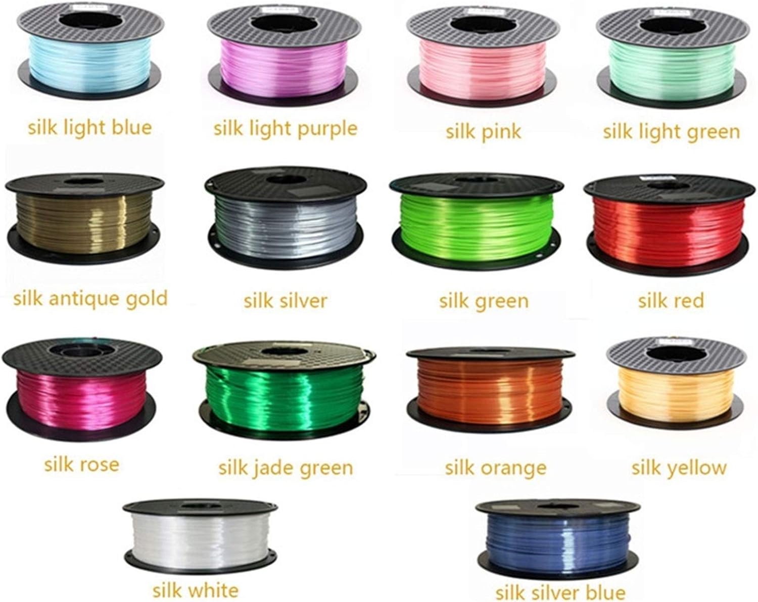 3D Printer Filament White Silk PLA 1.75mm 3D Printer Filament Luxury Silky Rich Luster 250g/500g/1kg(White 1000g)