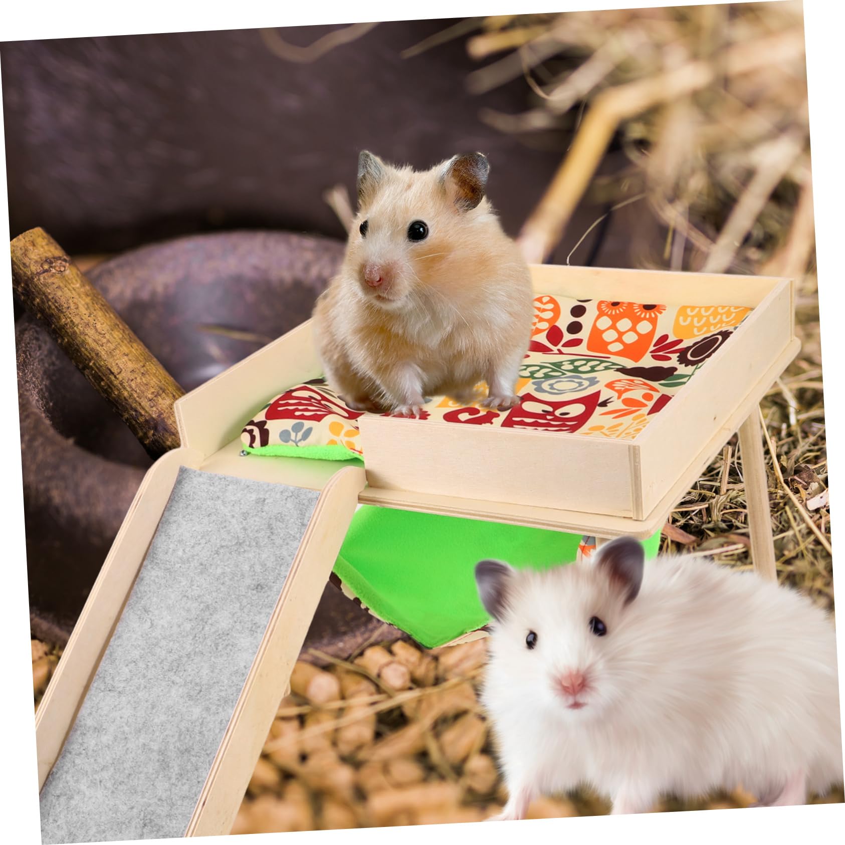 Beavorty Hängematte Aus Holz Für Kleintiere Bequemes Schlafplatz Für Hamster Und Meerschweinchen Mit Leiter Für Frettchen Und Chinchillas Hängendes Versteck Für Papageien Und Kaninchen