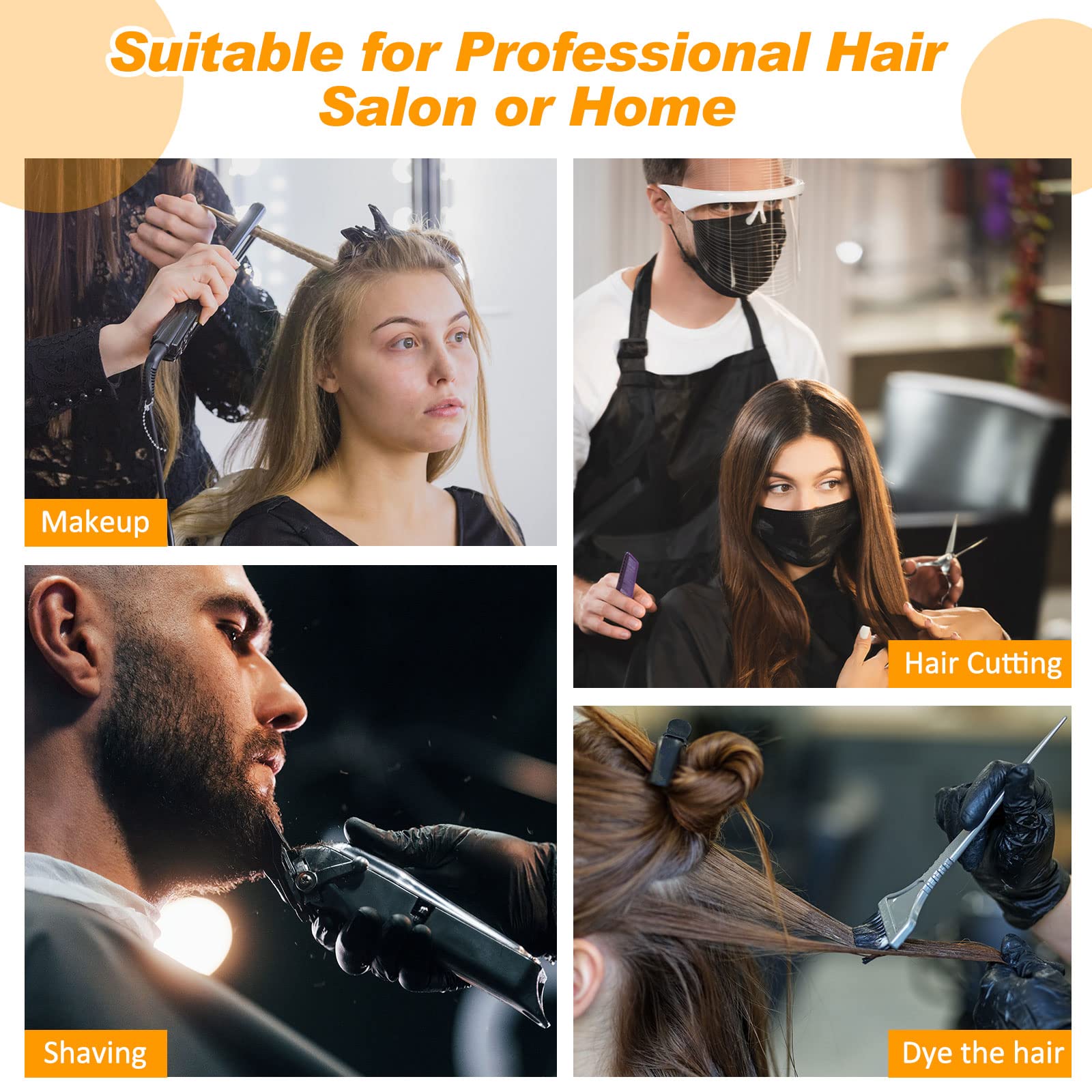 Professioneller Haarschneideumhang mit Armausschnitten, 162,6 x 142,2 cm, schwarz und verstellbarer Schnappverschluss, Nylon, chemisch, wasserdichtes Tuch für Friseure, Färben, Haarschnitte, Klienten