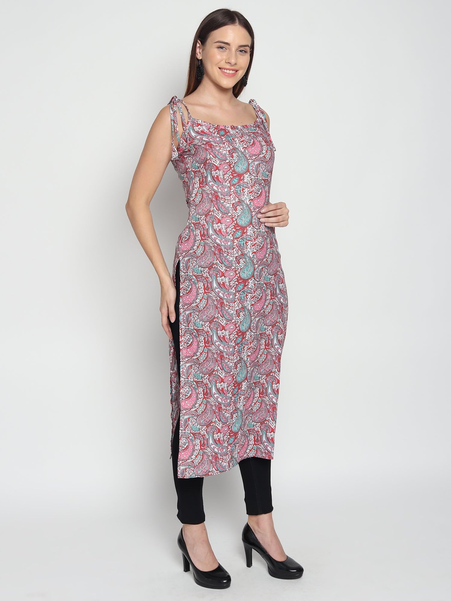 Patlani Women's Crepe Full Stitched Kurti. Pink