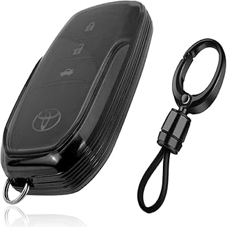 - JVCV® Soft TPU Transparent Cover Compatible with Toyota Fortuner, Hilux, Innova Crysta, Fortuner Legender, Innova HyCross, Land Cruiser 2B/3B Smart Key (with Keychain - Style A)