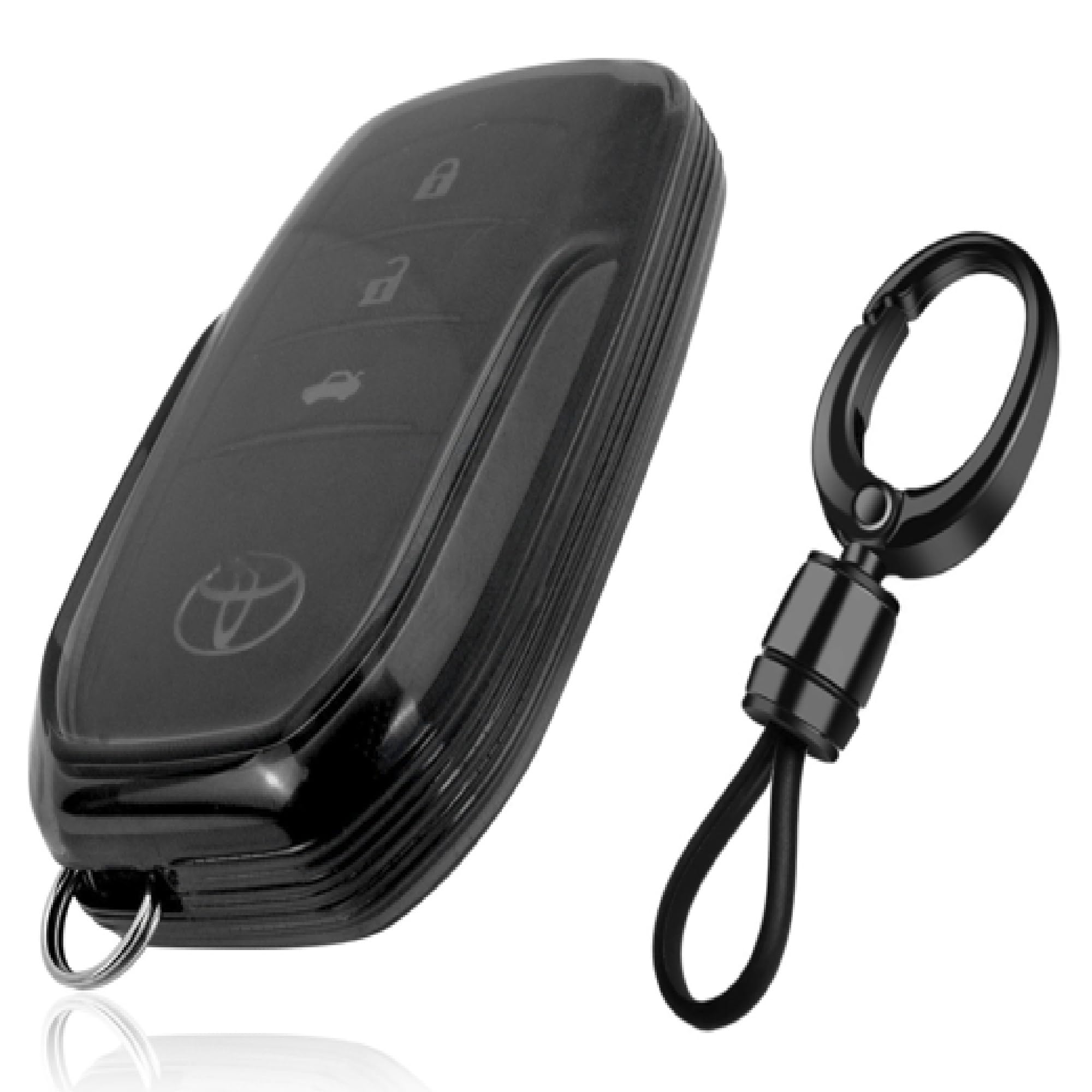 Soft TPU Transparent Cover Compatible with Toyota Fortuner, Hilux, Innova Crysta, Fortuner Legender, Innova HyCross, Land Cruiser 2B/3B Smart Key (with Keychain - Style A)