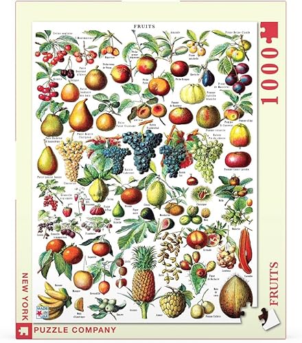 New York Puzzle Company - Vintage Images Fruits - Rompecabezas de 1000 piezas para noches de juego familiar por Adolphe Philippe Millot
