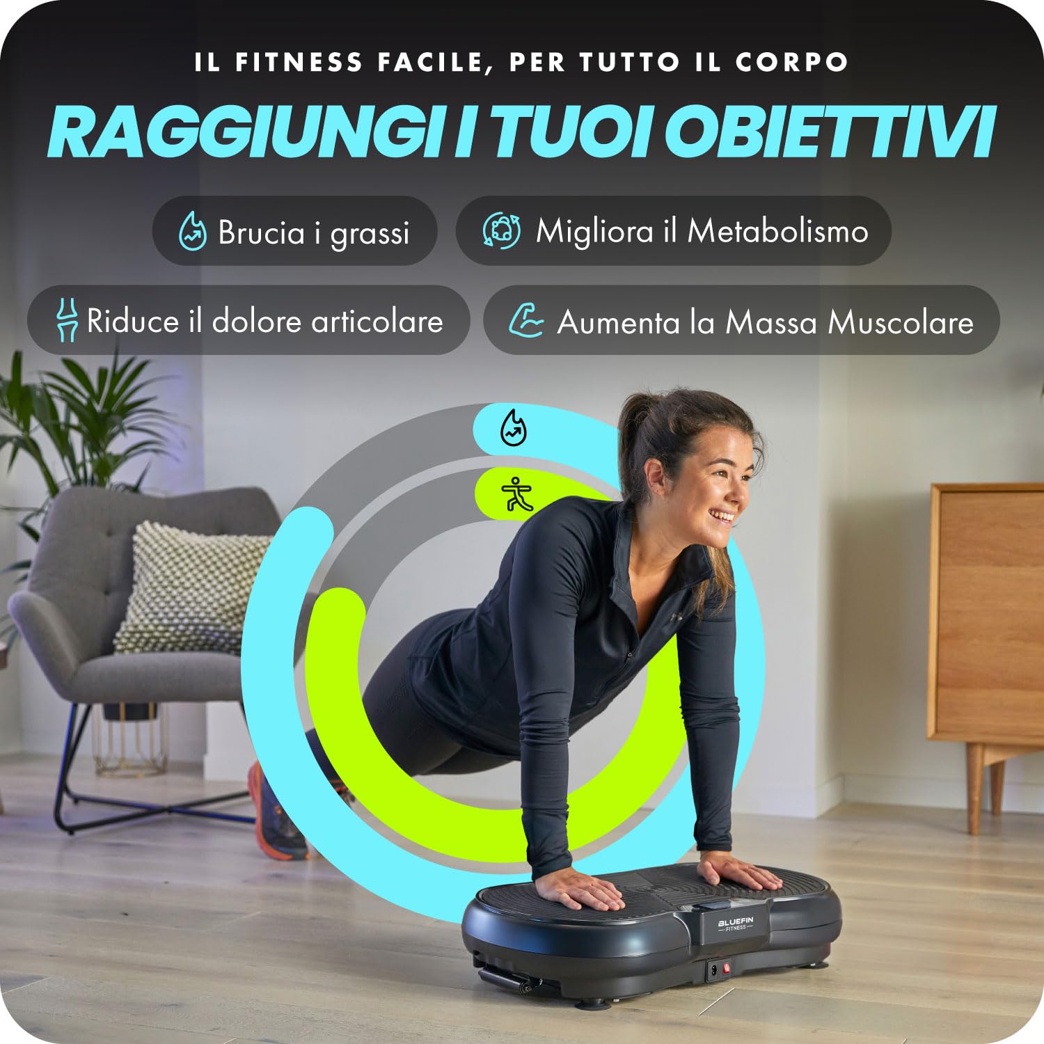 Bluefin Fitness Pedana Vibrante l'allenamento di tutto il corpo Macchina per l’esercizio fisico con le vibrazioni