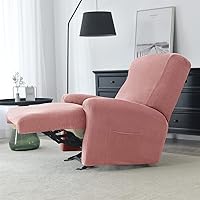 Vista 3 de Funda elástica de jacquard para silla reclinable, funda de sofá de poliéster de 4 piezas con bolsillo lateral, lavable a máquina