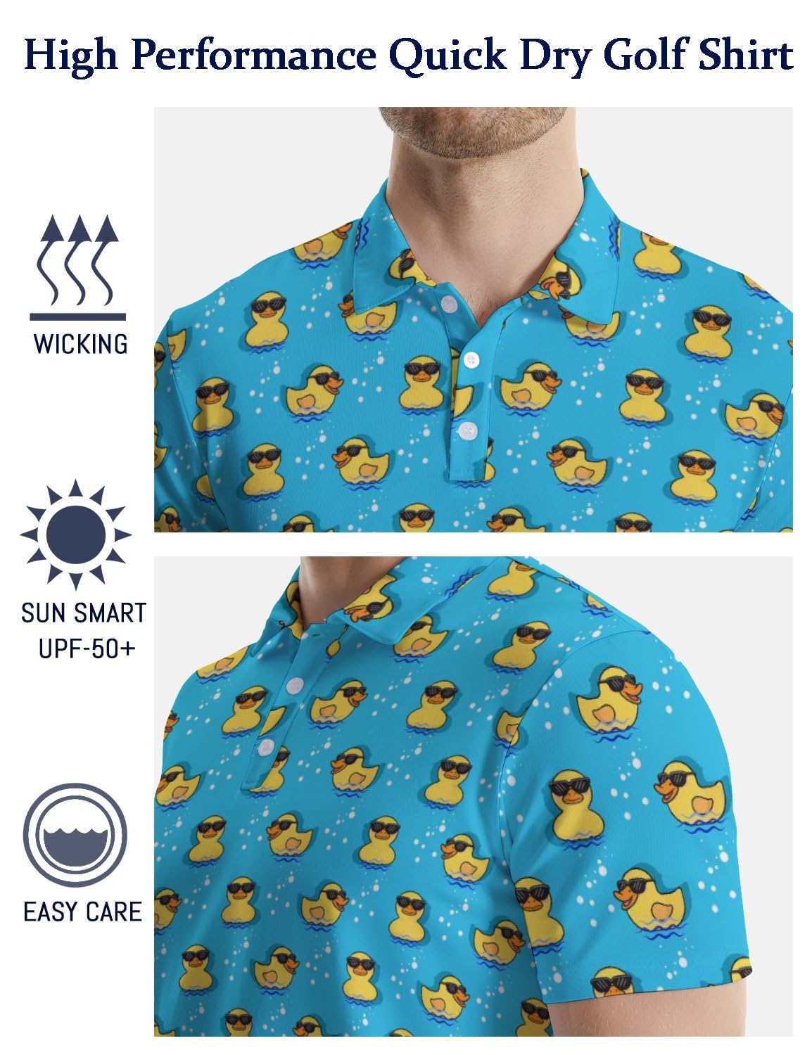 HUURAY Golf Poloshirts Lustig Herren Lustig Print Kurzarm Schnell Trocknende Poloshirt Hawaii Poloshirt Golf Outfit | Lustiges, feuchtigkeitsableitendes Golf-Shirt, schnelltrocknend, kurzärmelig, atmungsaktiv, lässiger Druck, Poloshirt