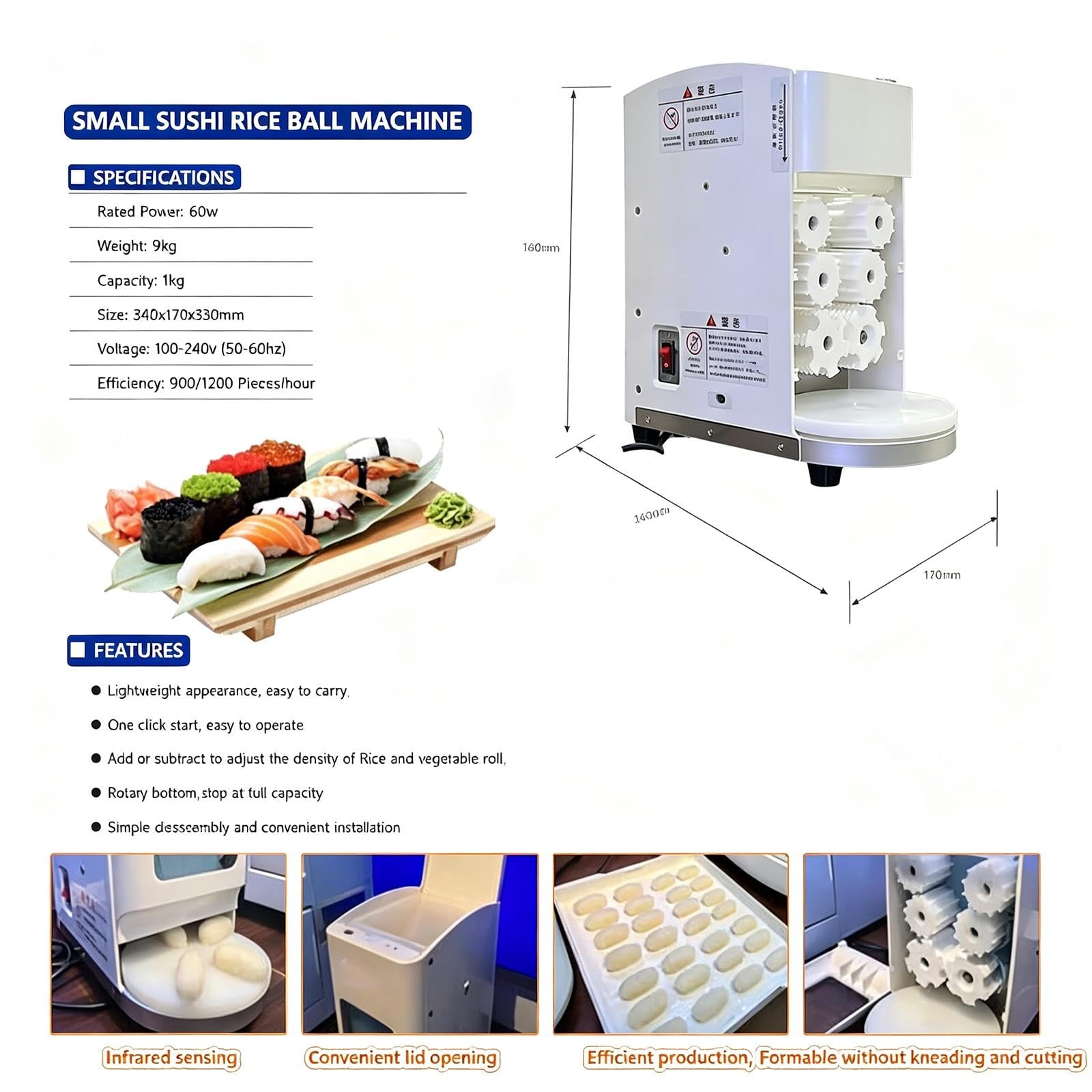 Máquina Automática for Hacer Sushi -1200pcs/H -(16-24G)