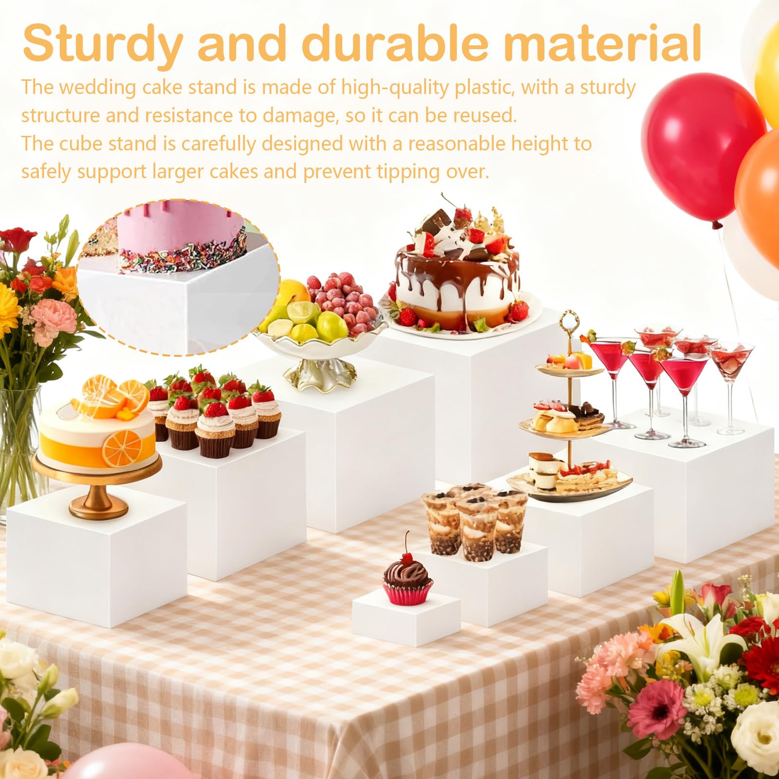 8 Paquetes Soporte para Tartas, Expositor Acrílicos con Base Hueca, Estantes Expositor Donuts, Mesas de Fiesta y Decoración para Bodas/Fiestas/Eventos Caja de Almacenamiento para Joyas, Cosméticos