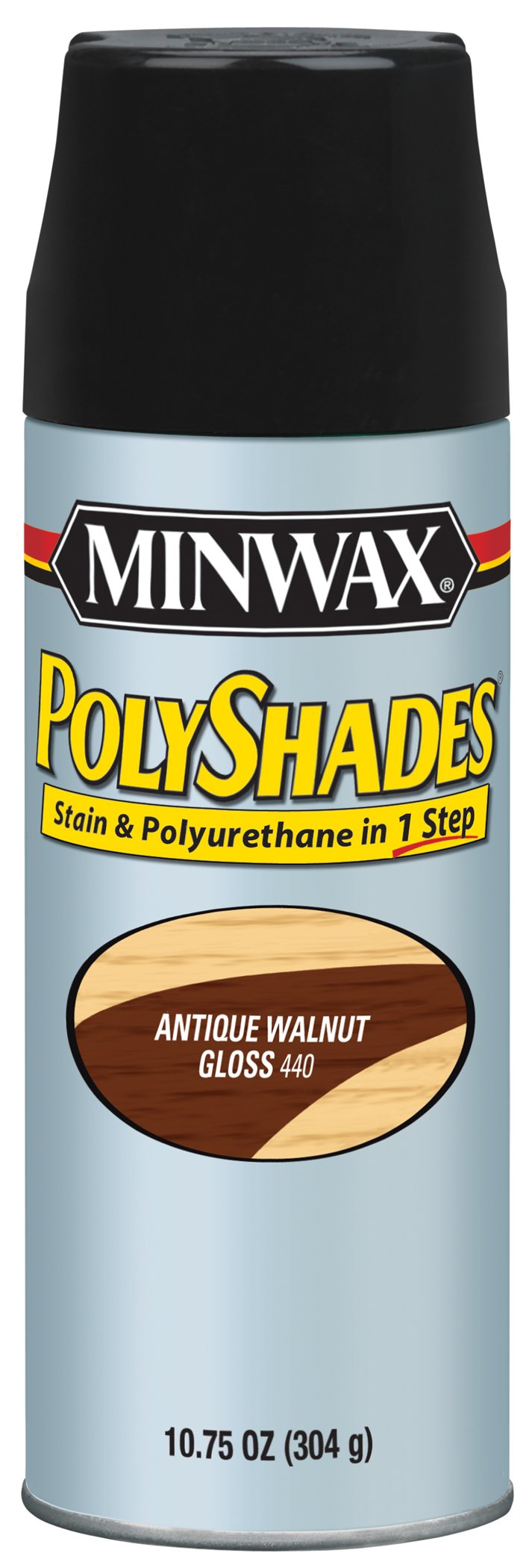 Minwax 3134400000 Polyshades - Stain & Polyurethane in 1 Step, 10.75 ounce Spray, Antique Walnut, Gloss