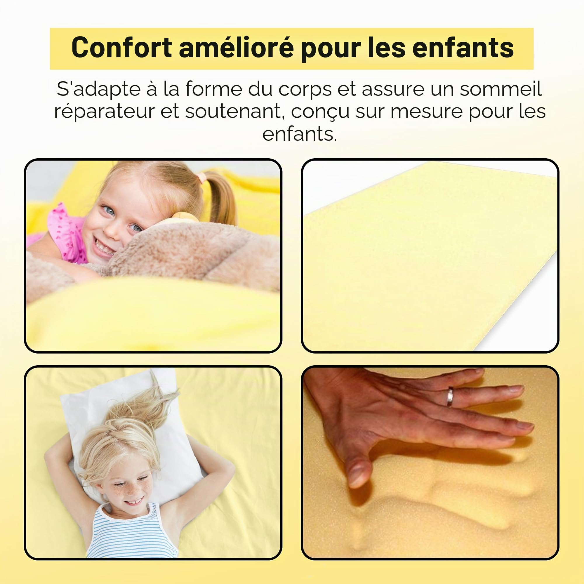Surmatelas 70x140 | Surmatelas à Mémoire de Forme sans Housse | Soutien Ergonomique de Qualité Supérieure | sur-Matelas Moelleux et Respirant – 4 cm d’Épaisseur