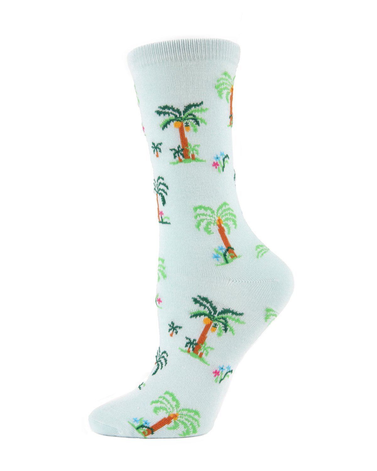 MeMoi Palm Tree Paradise Bamboo Blend Crew Socks