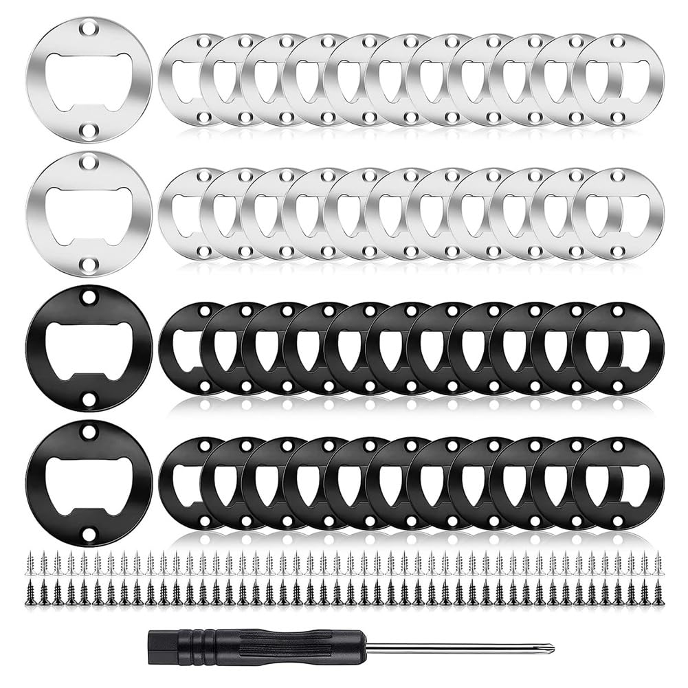 CTRLZS 1 Set Bottle Opener Inserts Kits DIY Beer Opener Round DIY Bottle Opener Bottle Opener Hardware Black+Silver