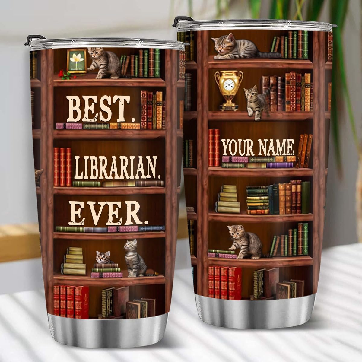 T92014 Personalized Cat Mug, Cat Best Librarian Ever Mug, Book Coffee Mug, Library Book Shelf Mug, Book Lover, Bookish Mug, Coffee Lover, Librarian Mug, Library Book Mug, Library Tumbler Mug