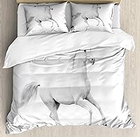 Vista 6 de Ambesonne Juego de funda de edredón de pesca, lubina de boca grande atrapando un bocado en espray de agua, imagen salvaje, juego de cama decorativo