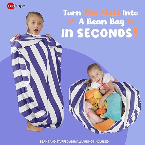 Miniatura 167 de WEKAPO - Puf con cremallera para guardar juguetes de peluche, hecho de lona de algodón de alta calidad, extragrande de 38 pulgadas, ideal para los