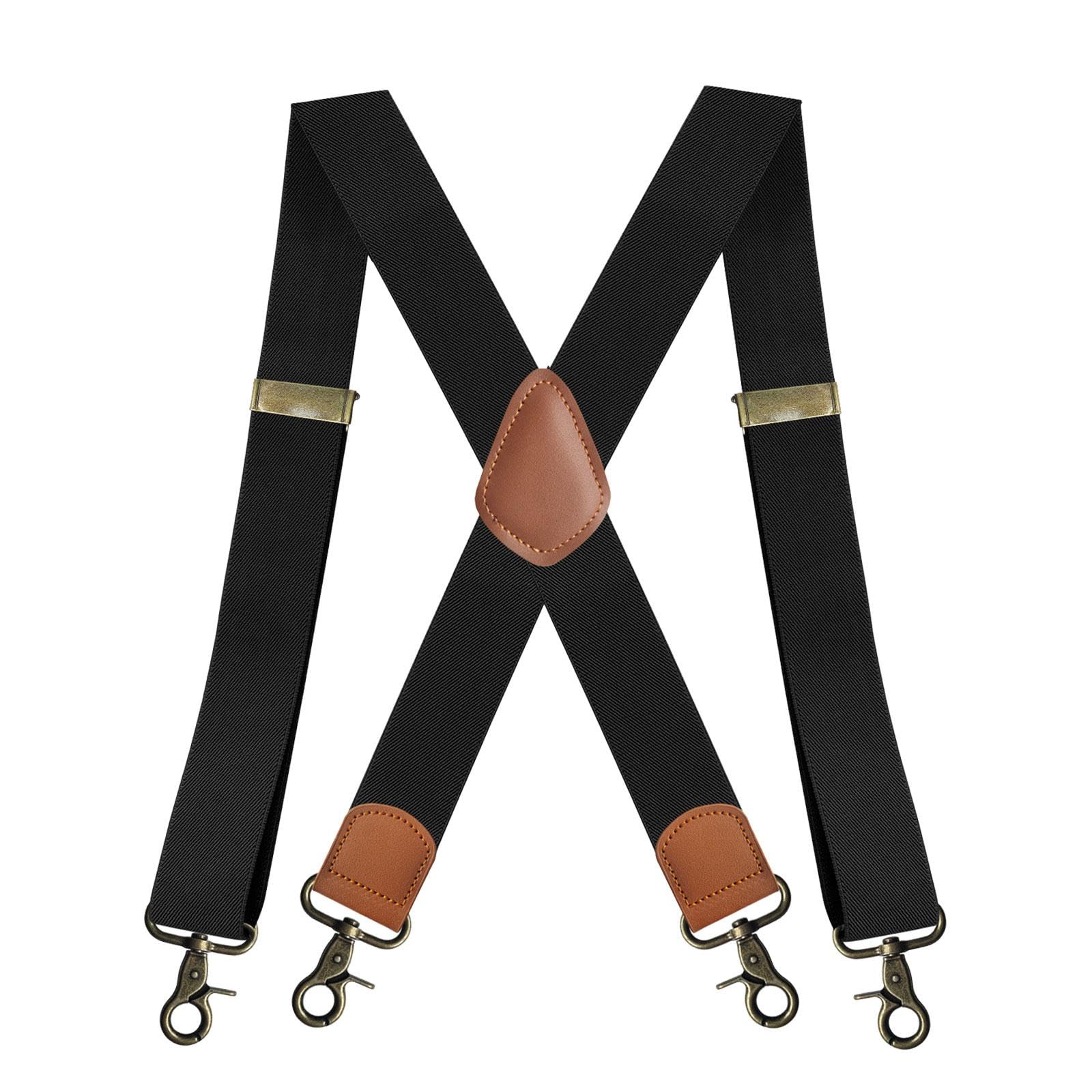 nivaa Suspenders for Men Heavy Duty Suspenders Adjustable Casual 3.5cm Wide Braces Black-picture-46